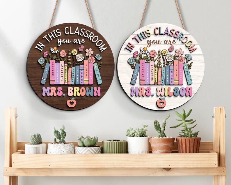 Personalized Teacher Door Sign, Teacher Gifts, Classroom Door Hanger
