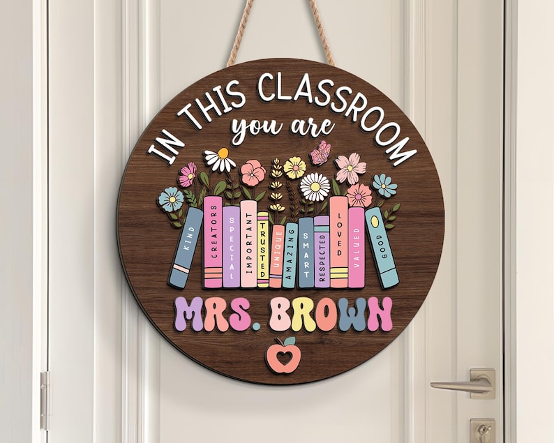 Personalized Teacher Door Sign, Teacher Gifts, Classroom Door Hanger