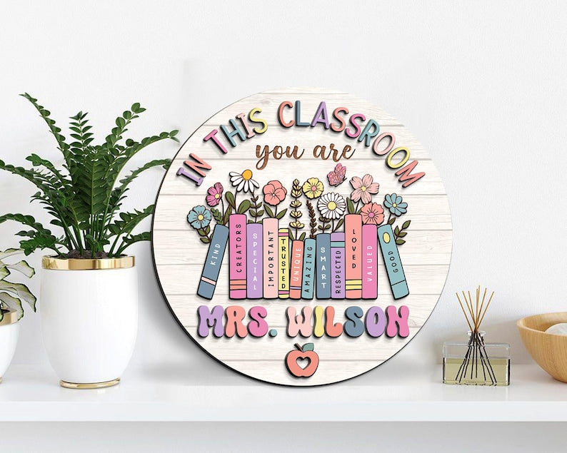 Personalized Teacher Door Sign, Teacher Gifts, Classroom Door Hanger