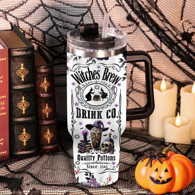 Personalized Witches Brew Tumbler 40oz | Halloween Coffee Cup with Custom Name