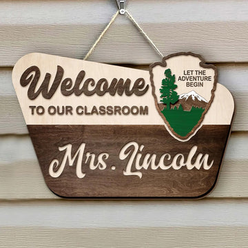 Personalized Back To School Teacher Gift, Custom Welcome Teacher Door Sign, National Park Teacher Door Hanger