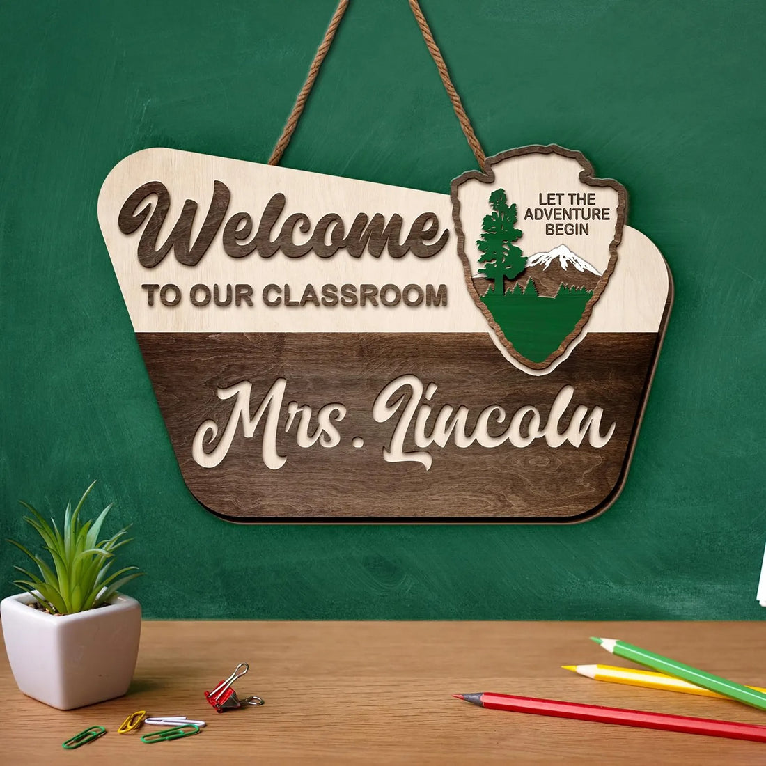 Personalized Back To School Teacher Gift, Custom Welcome Teacher Door Sign, National Park Teacher Door Hanger