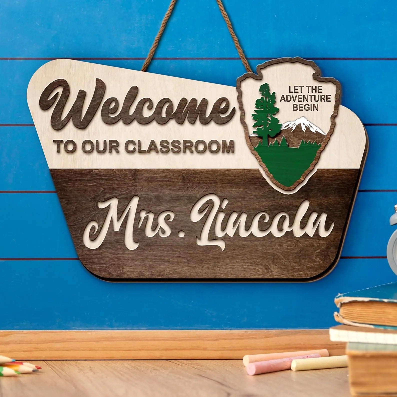 Personalized Back To School Teacher Gift, Custom Welcome Teacher Door Sign, National Park Teacher Door Hanger
