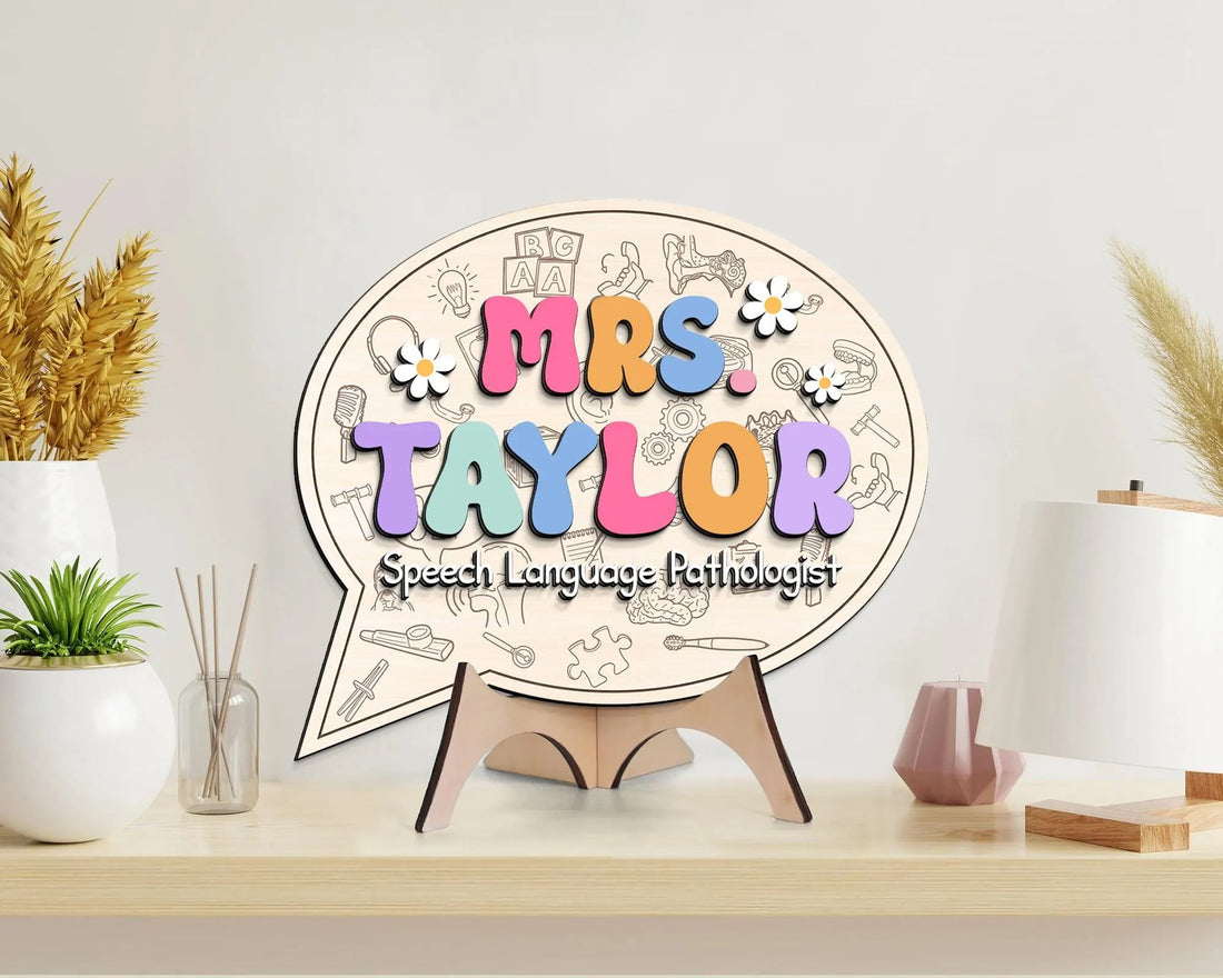 Speech Pathologist Door Sign, Daisy Speech Therapist Gift, New SLP Teacher Gifts