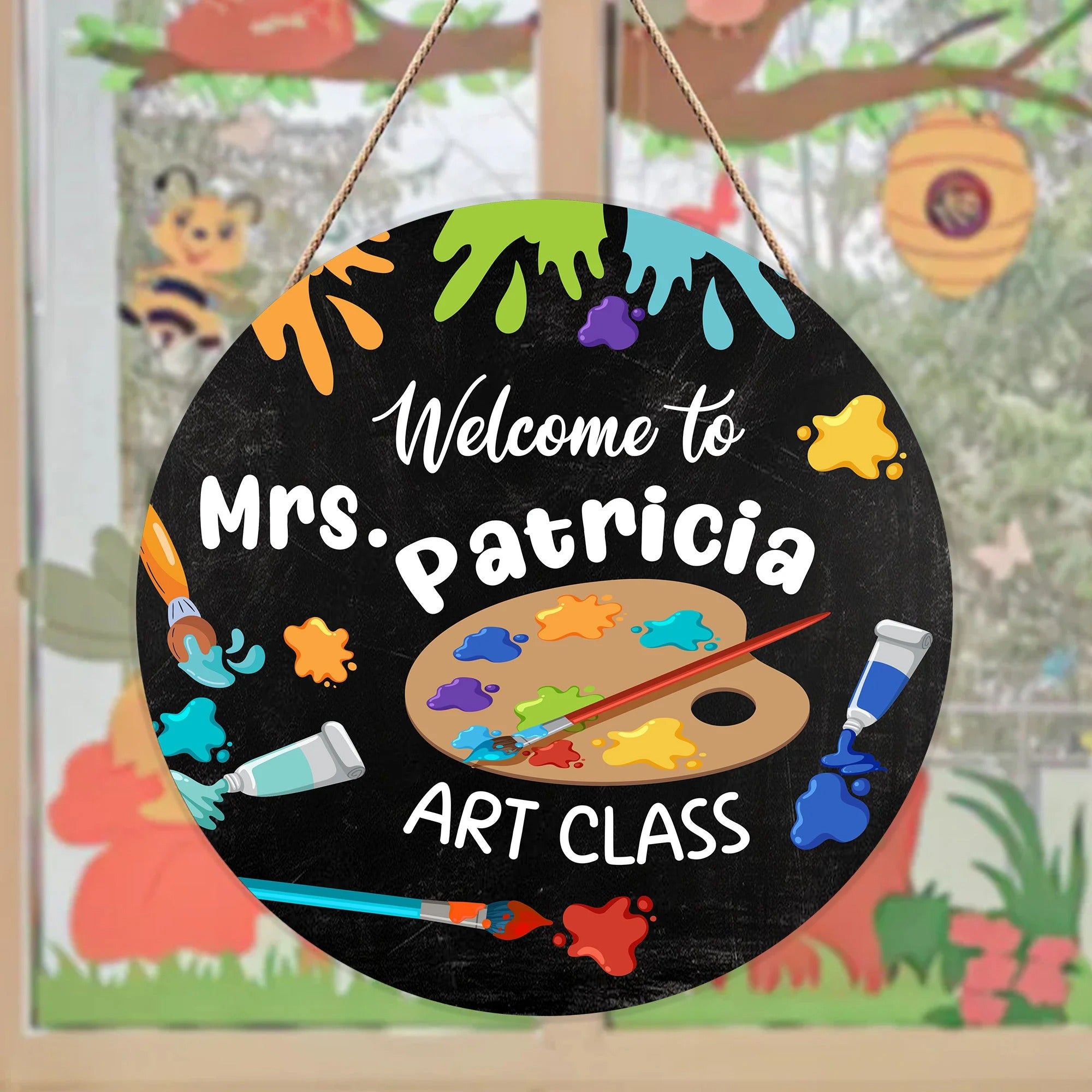 Personalized Art Teacher Desk Name Plate, Custom Gifts for Art Teachers, 3D Color Palette Teacher Name Sign