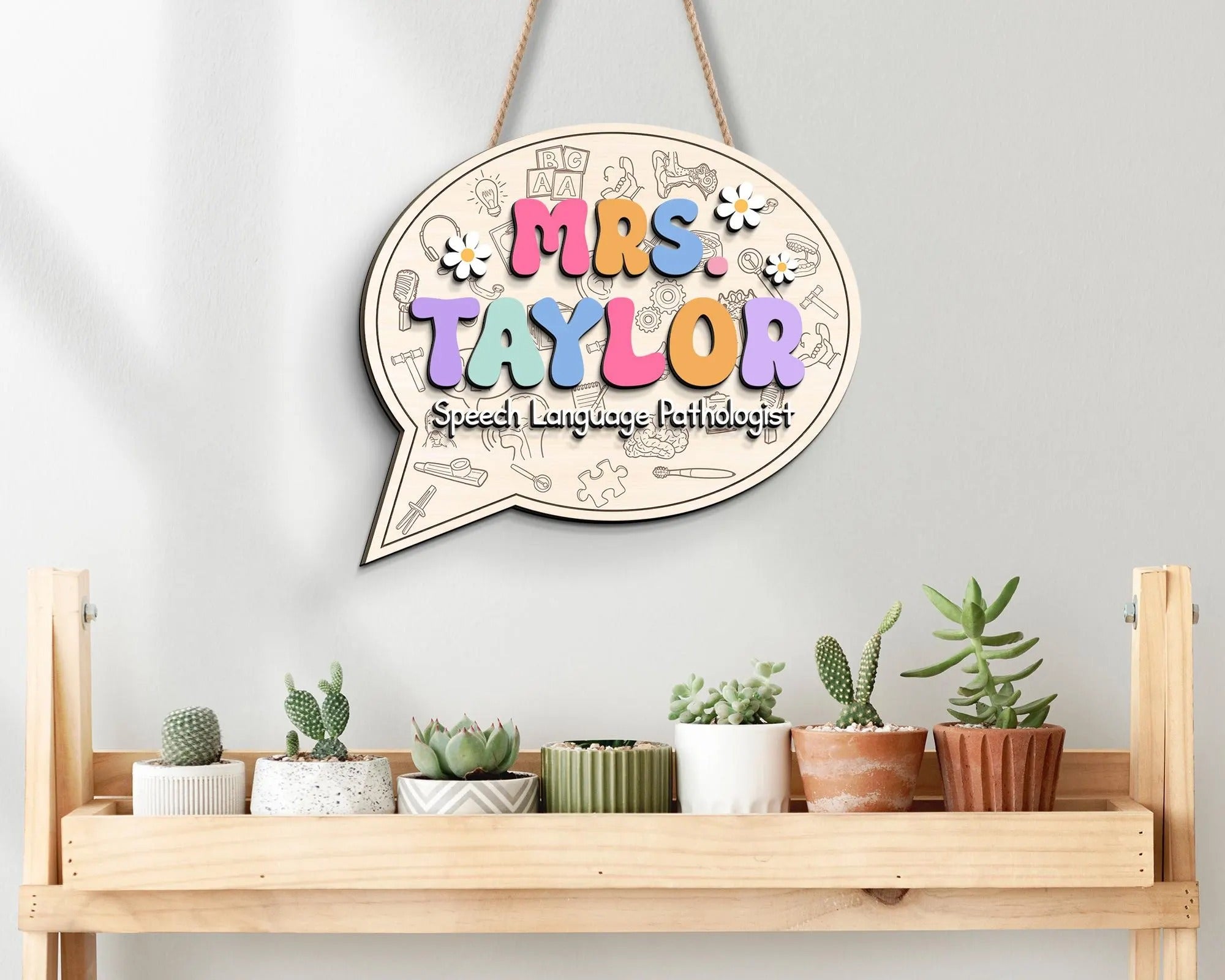 Speech Pathologist Door Sign, Daisy Speech Therapist Gift, New SLP Teacher Gifts