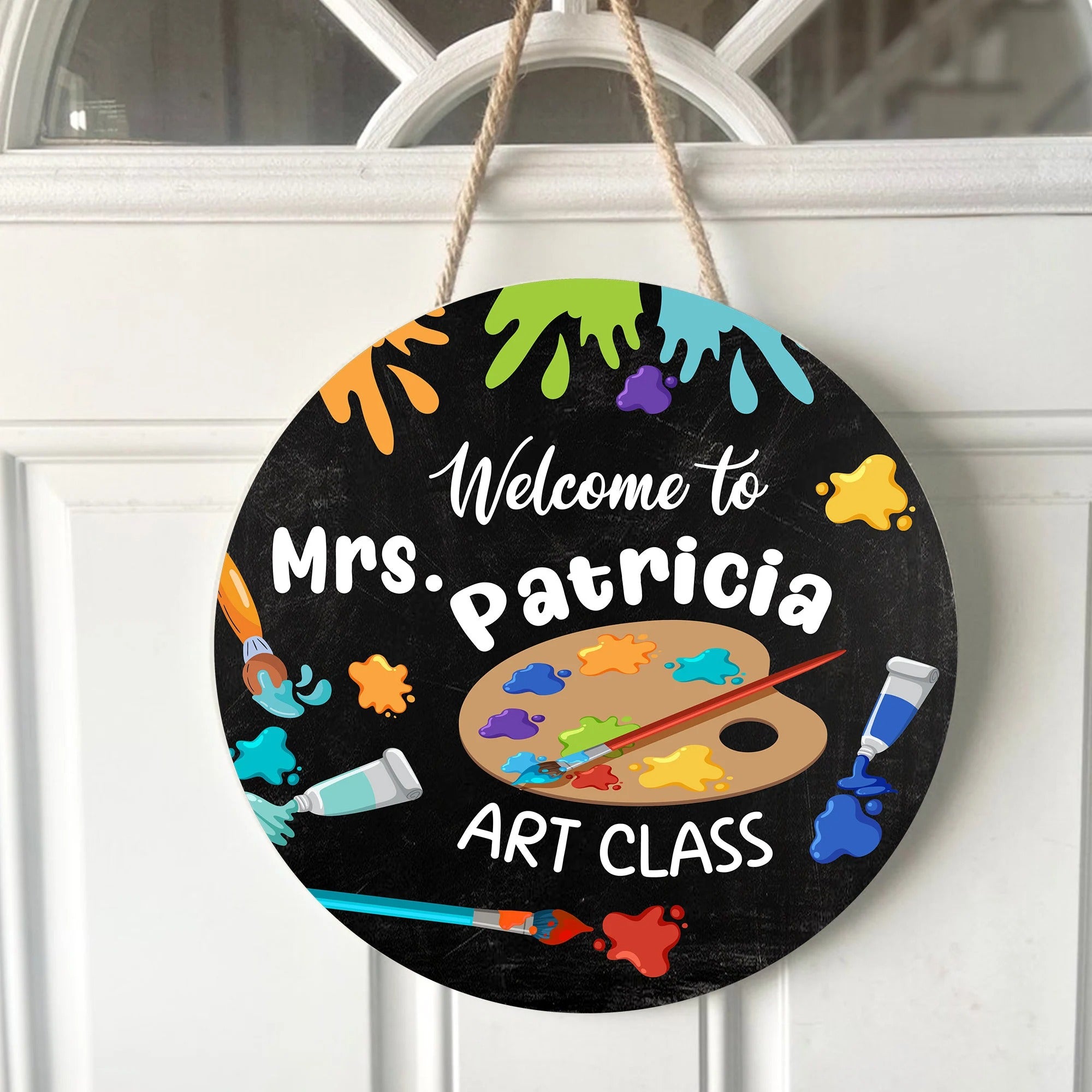 Personalized Art Teacher Desk Name Plate, Custom Gifts for Art Teachers, 3D Color Palette Teacher Name Sign