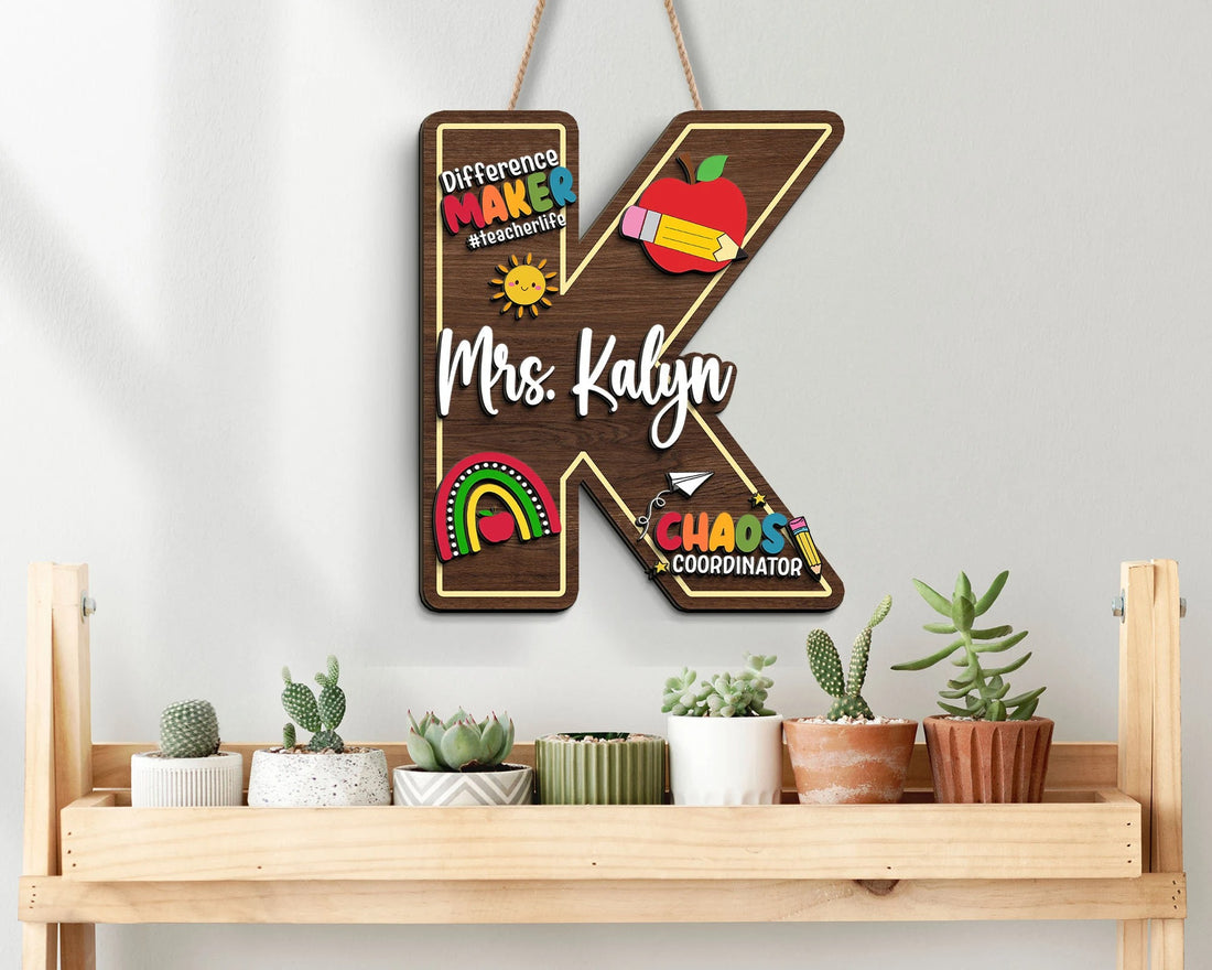 Custom Teacher Name Sign, Teacher Door Hanger, Back To School, Personalized Teacher Sign, Teacher Welcome Sign
