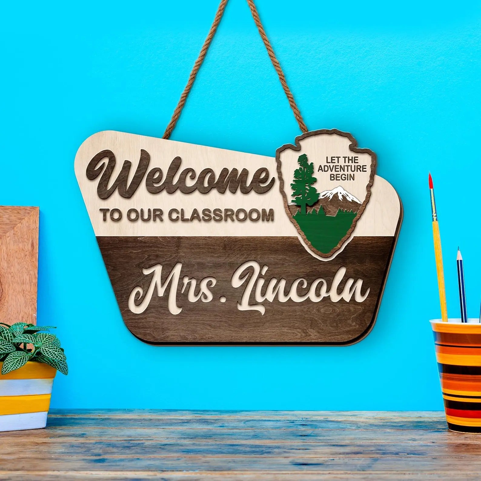 Personalized Back To School Teacher Gift, Custom Welcome Teacher Door Sign, National Park Teacher Door Hanger