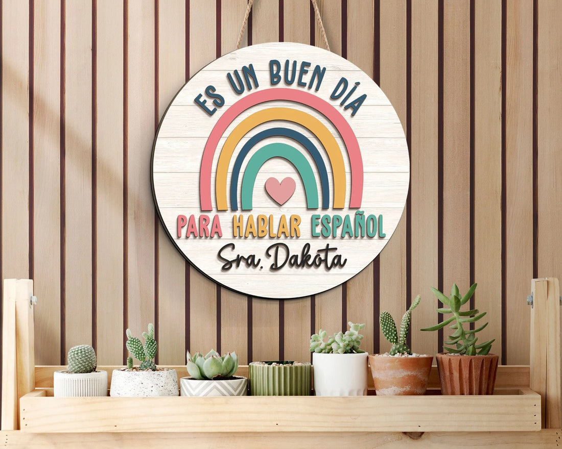 Maestra Teacher 3D Door Hanger, Spanish Teacher Sign, Custom Teacher Name Classroom Decor, Gifts for Teacher, Back to School Welcome Signs