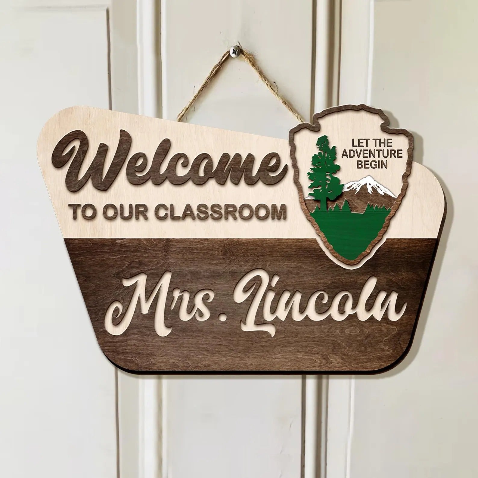 Personalized Back To School Teacher Gift, Custom Welcome Teacher Door Sign, National Park Teacher Door Hanger