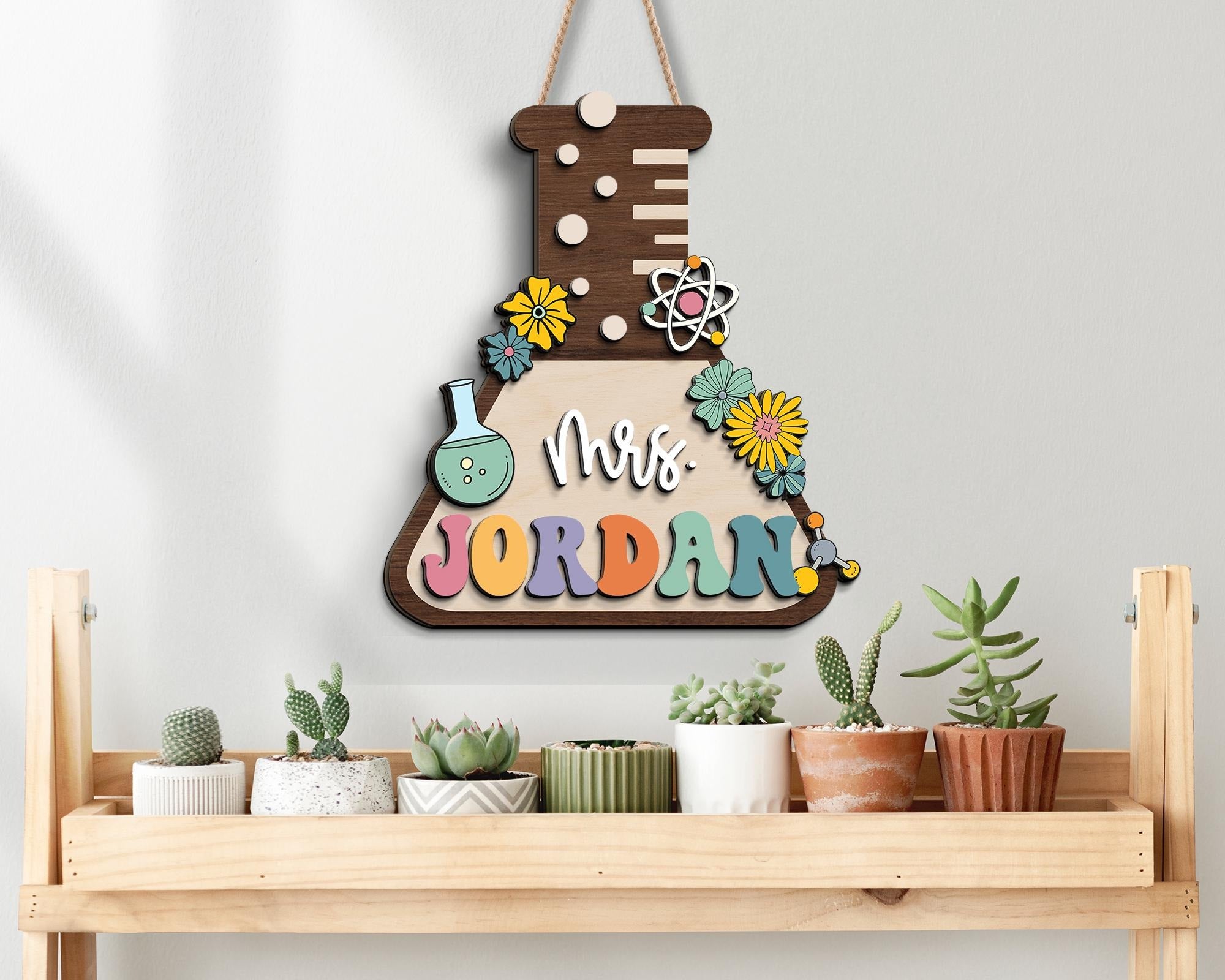 Personalized 3D Science Teacher Door Sign, Science Teacher Name Sign, Classroom Decor