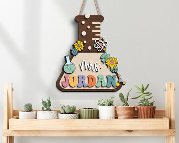 Personalized 3D Science Teacher Door Sign, Science Teacher Name Sign, Classroom Decor