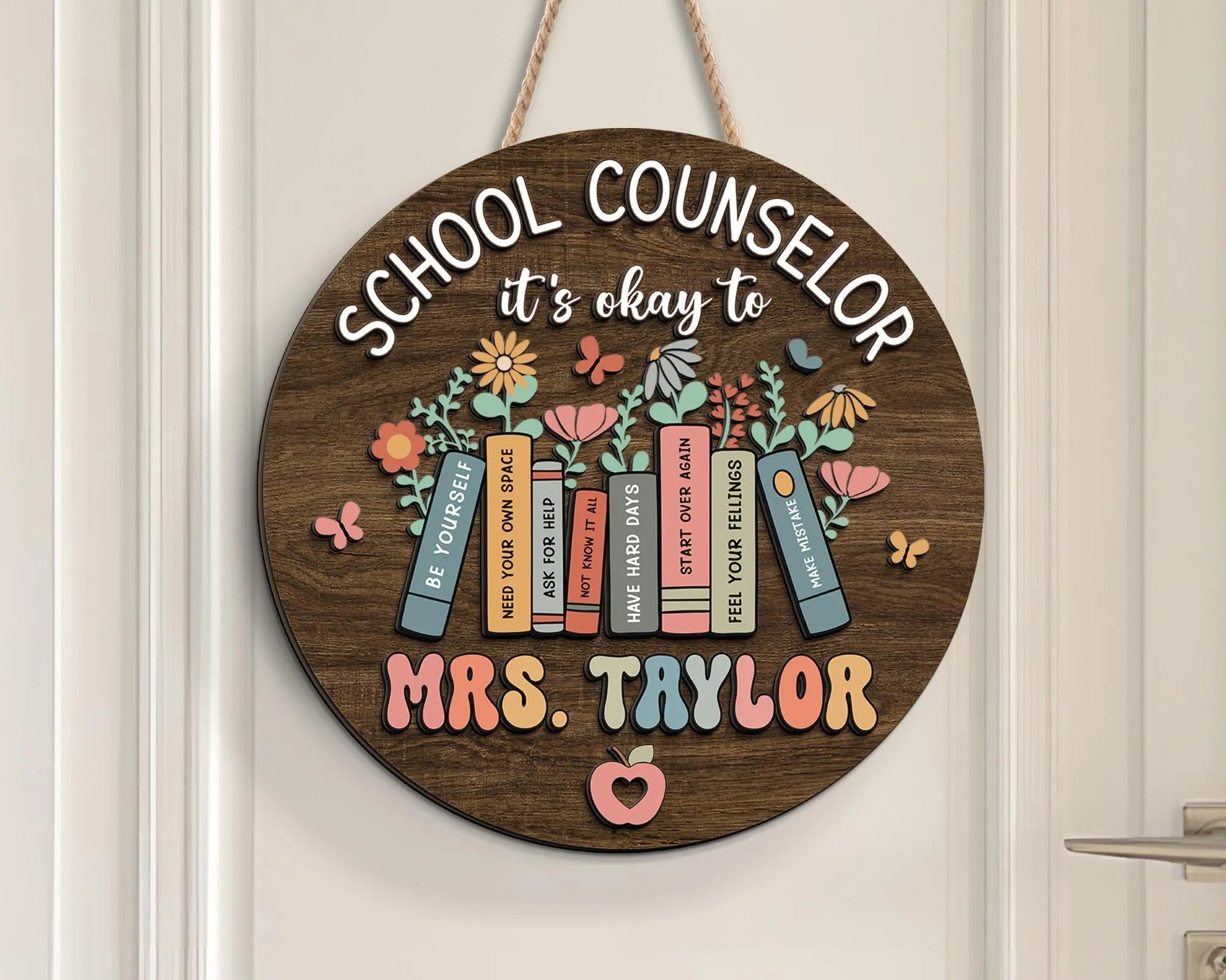 Personalized 3D School Counselor Name Sign, Counselor Door Hanger, Back To School Gift, Gift for School Psychologist