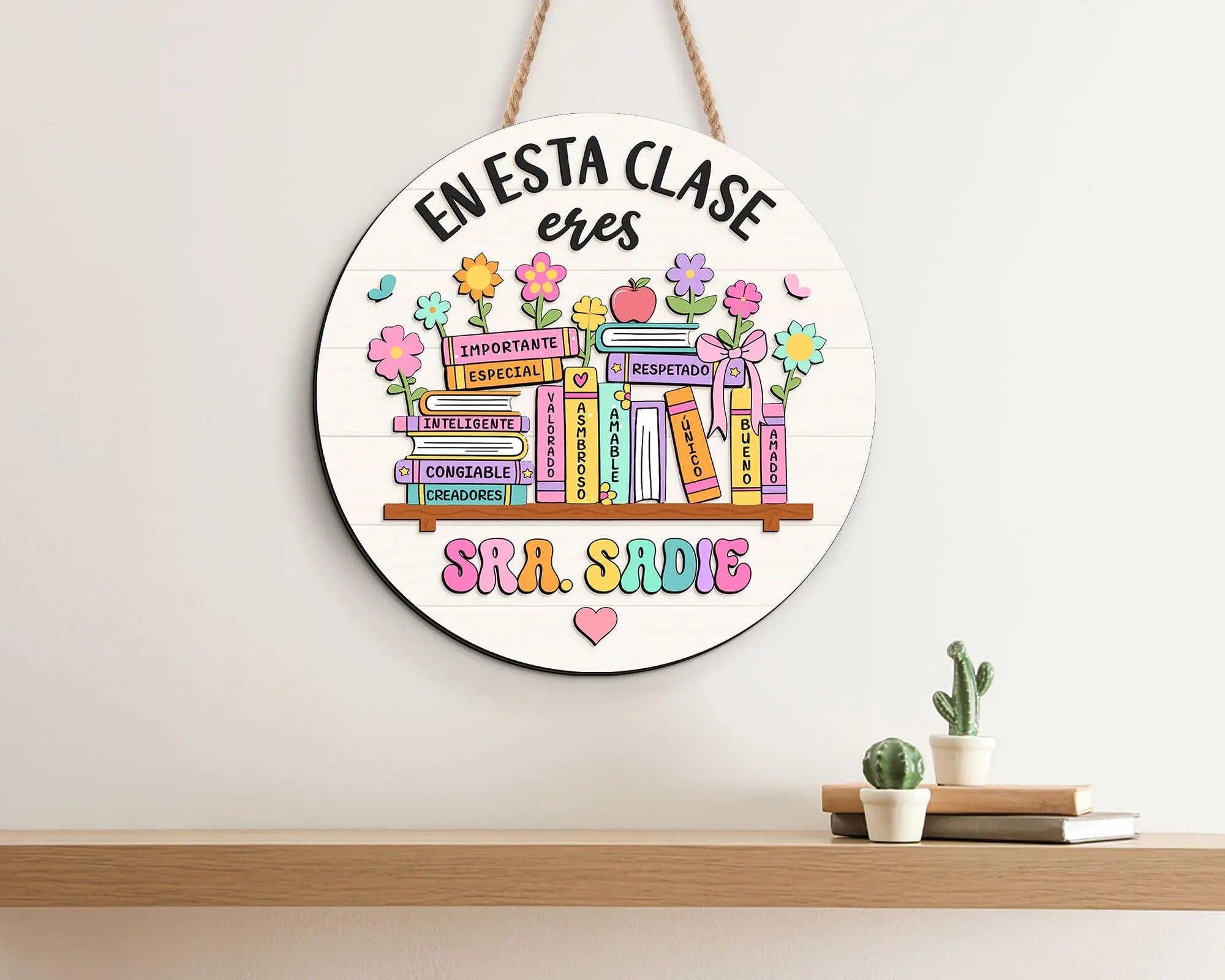 Personalized Maestra Door Sign, Spanish Teacher Gift, Back to School Gift for Bilingual Teacher