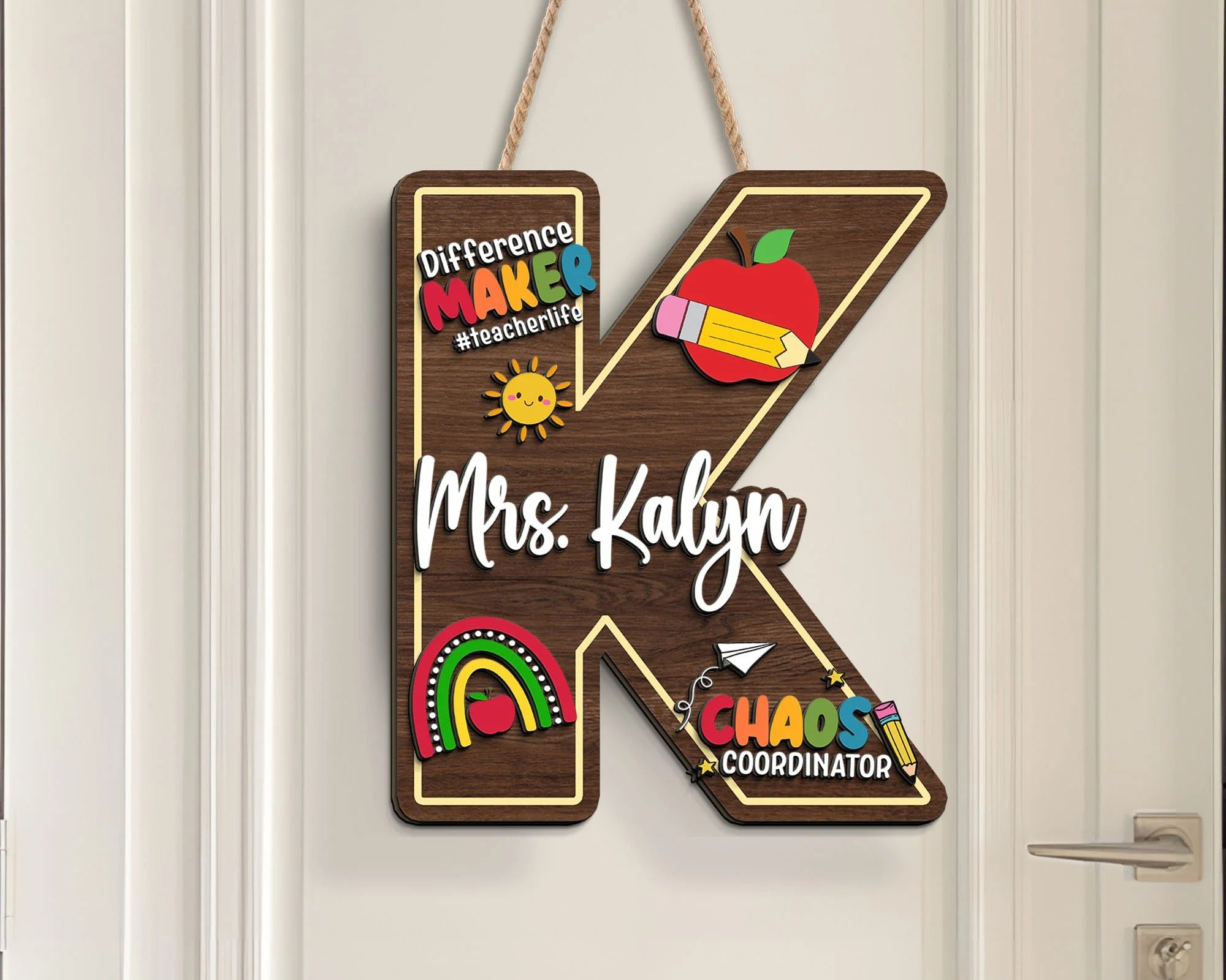 Custom Teacher Name Sign, Teacher Door Hanger, Back To School, Personalized Teacher Sign, Teacher Welcome Sign