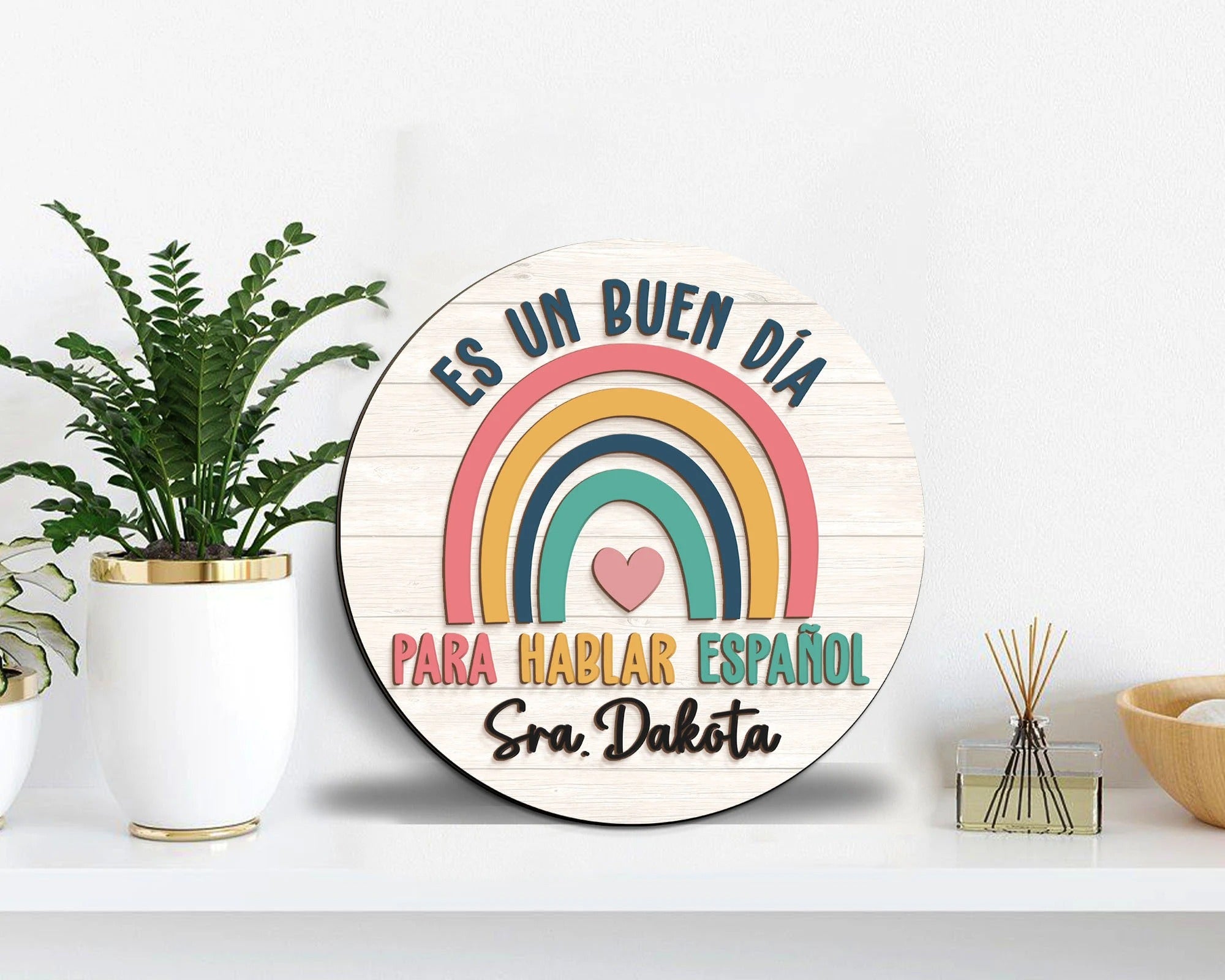 Maestra Teacher 3D Door Hanger, Spanish Teacher Sign, Custom Teacher Name Classroom Decor, Gifts for Teacher, Back to School Welcome Signs