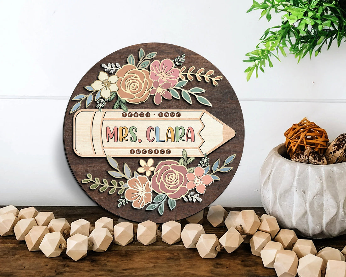 Personalized 3D Teacher Sign, Back to School Signs, Custom Teacher Door Hanger Gift