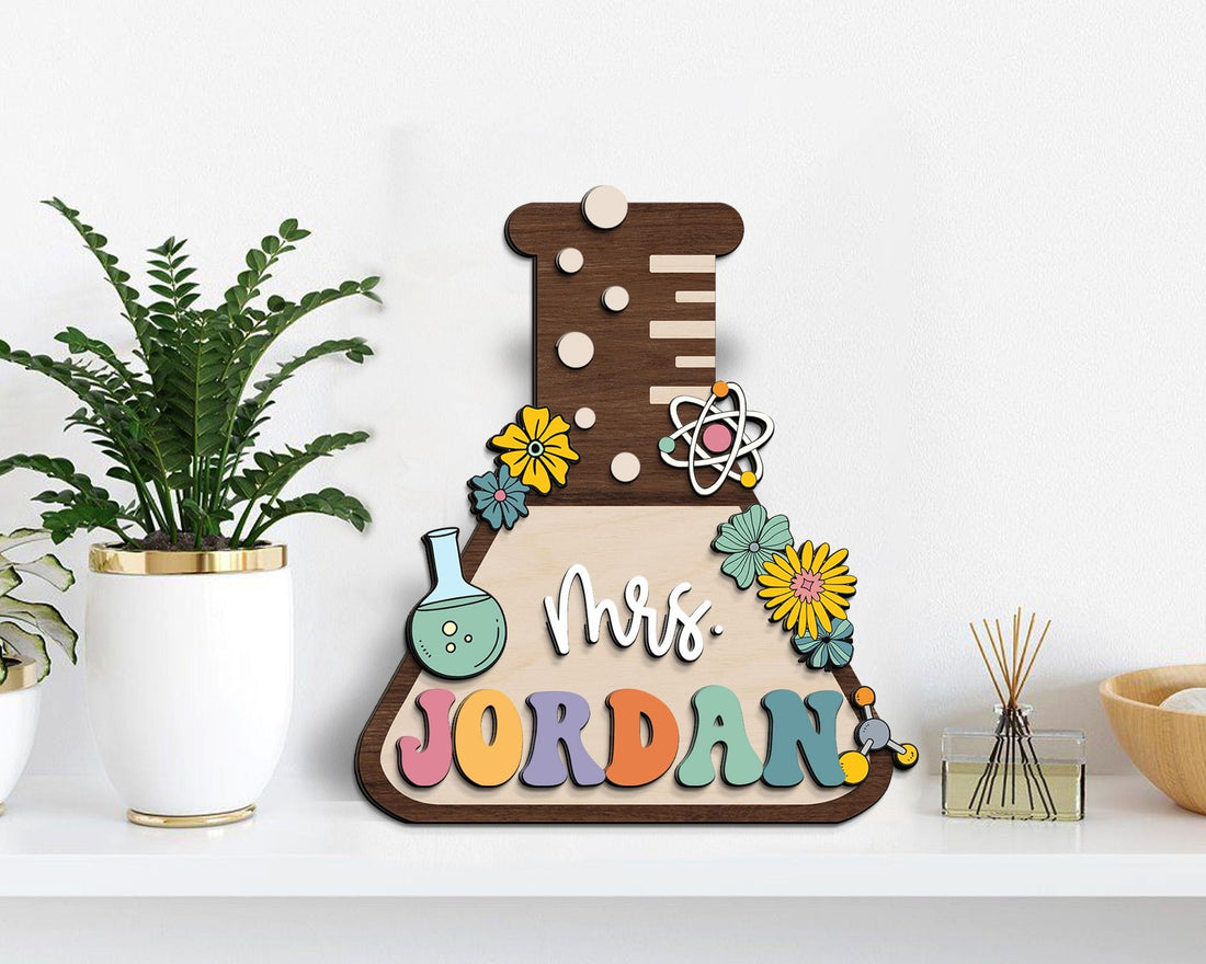 Personalized 3D Science Teacher Door Sign, Science Teacher Name Sign, Classroom Decor