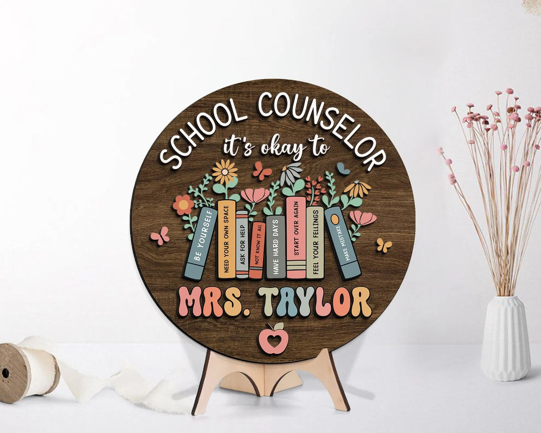 Personalized 3D School Counselor Name Sign, Counselor Door Hanger, Back To School Gift, Gift for School Psychologist