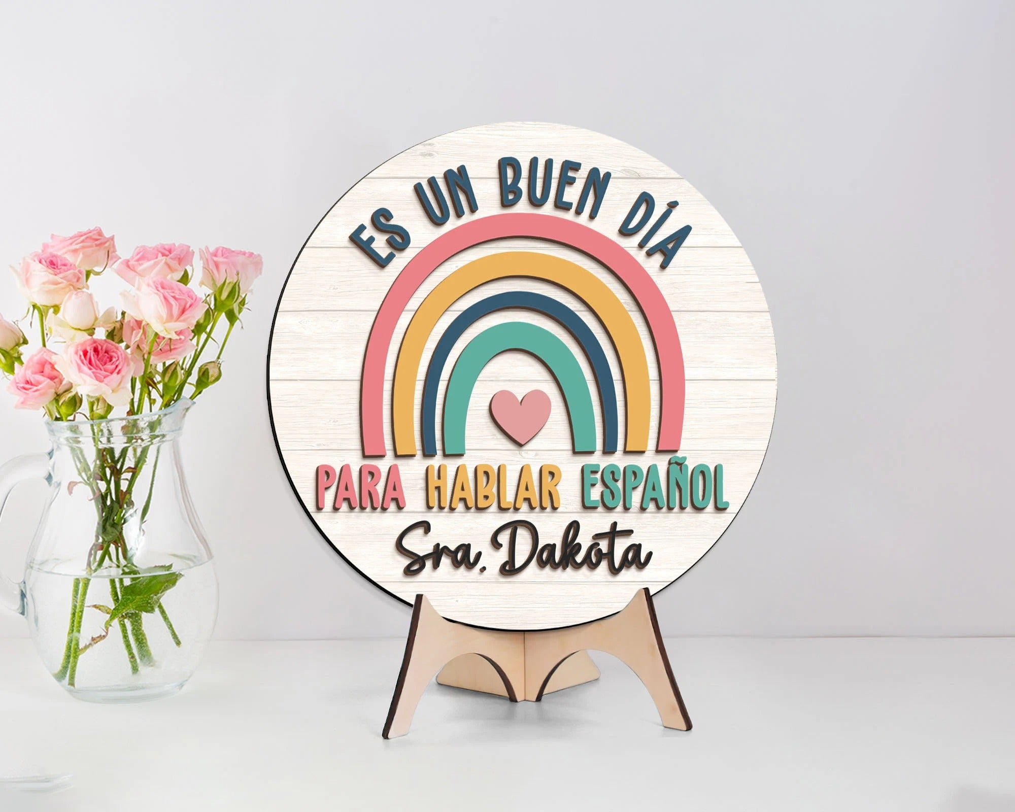 Maestra Teacher 3D Door Hanger, Spanish Teacher Sign, Custom Teacher Name Classroom Decor, Gifts for Teacher, Back to School Welcome Signs