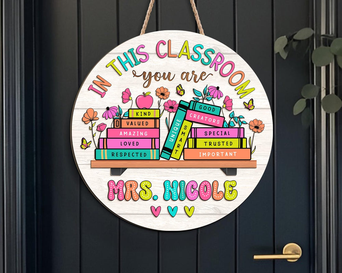 Personalized 3D Teacher Sign, Back to School Gift, Custom Teacher Name Welcome Sign, Inspirational Classroom Decor