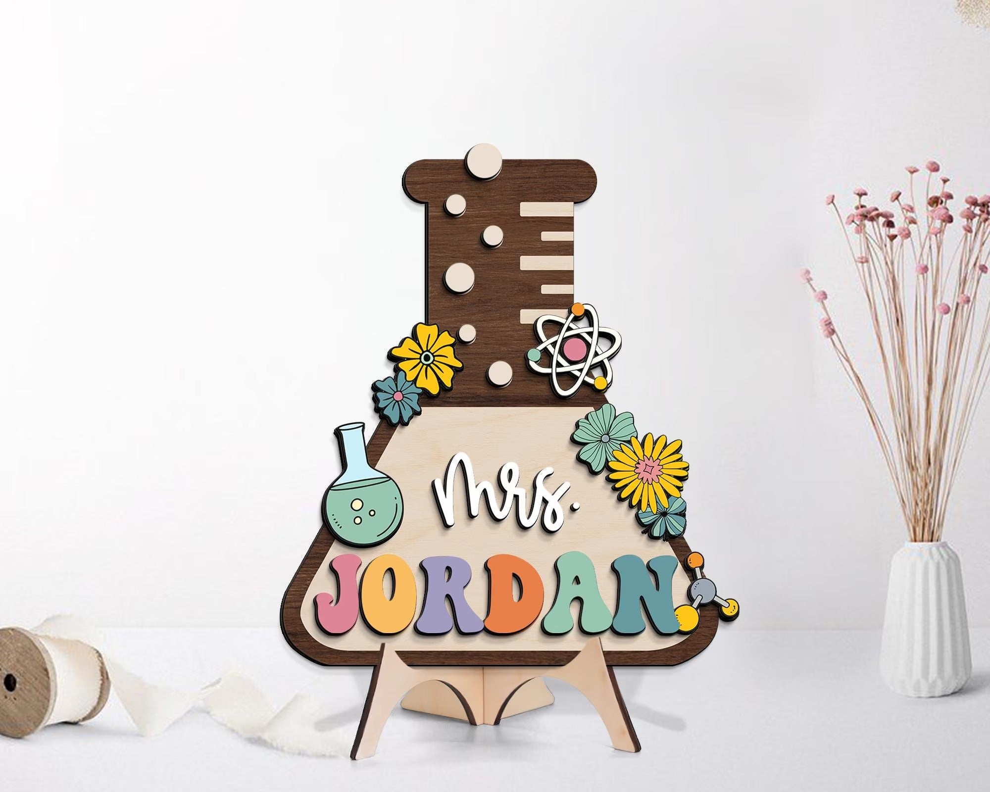 Personalized 3D Science Teacher Door Sign, Science Teacher Name Sign, Classroom Decor