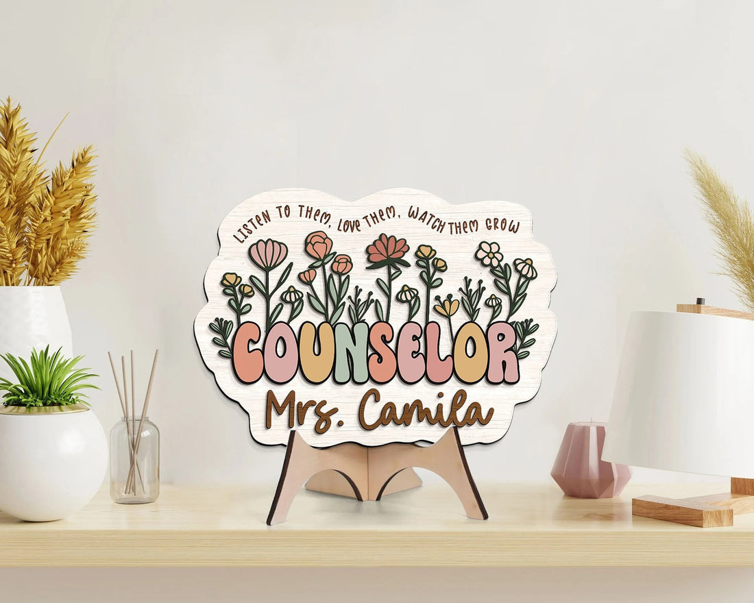 Personalized 3D School Counselor Name Sign, Counselor Door Hanger, Back To School Gift, School Psychologist Gifts for Teacher