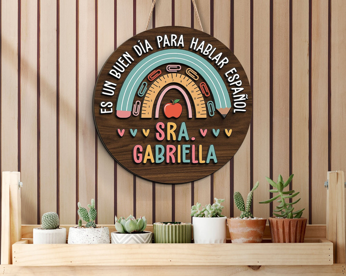 Custom 3D Spanish Teacher Door Hanger, Back to School Gift, Maestra Teacher Sign