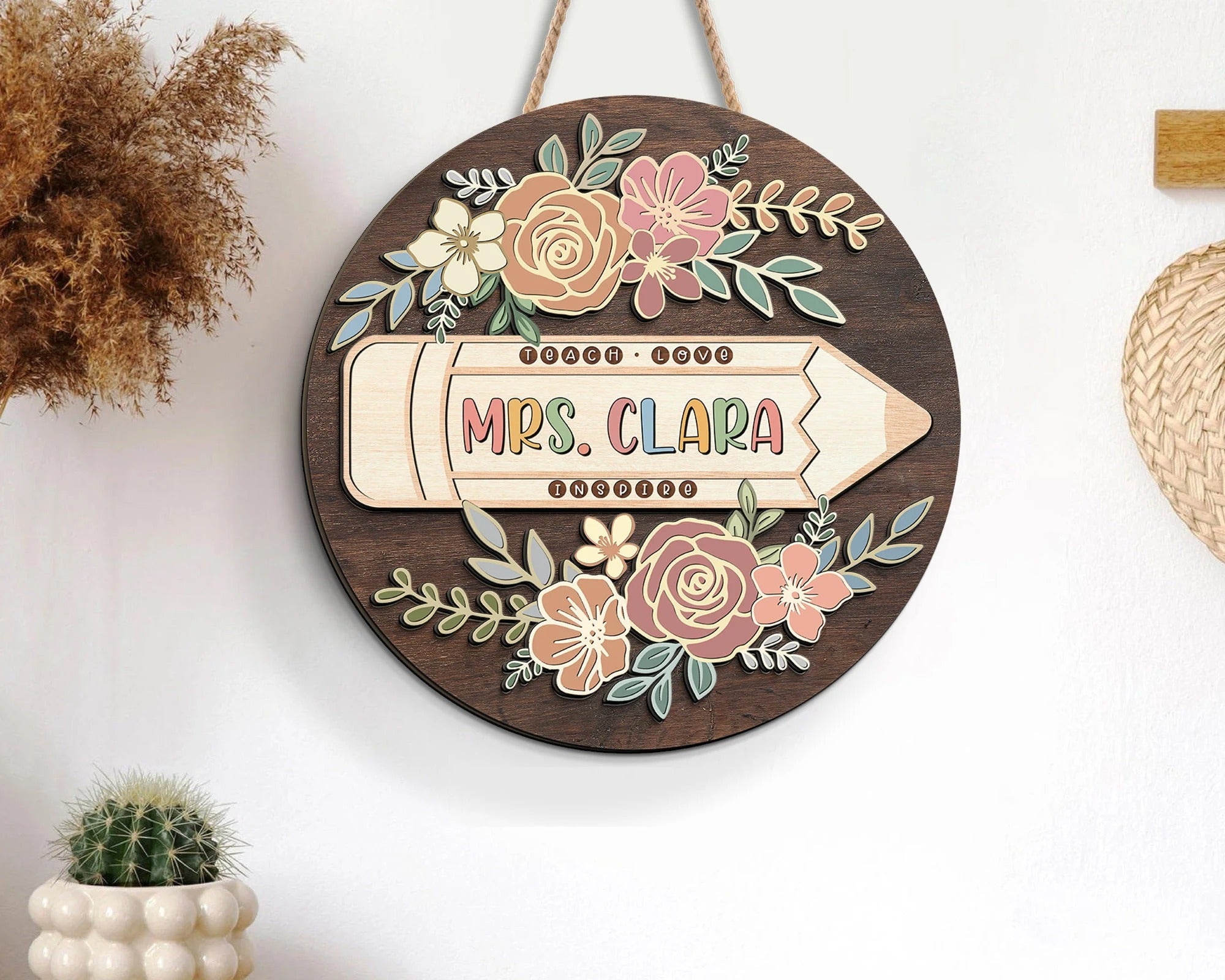 Personalized 3D Teacher Sign, Back to School Signs, Custom Teacher Door Hanger Gift