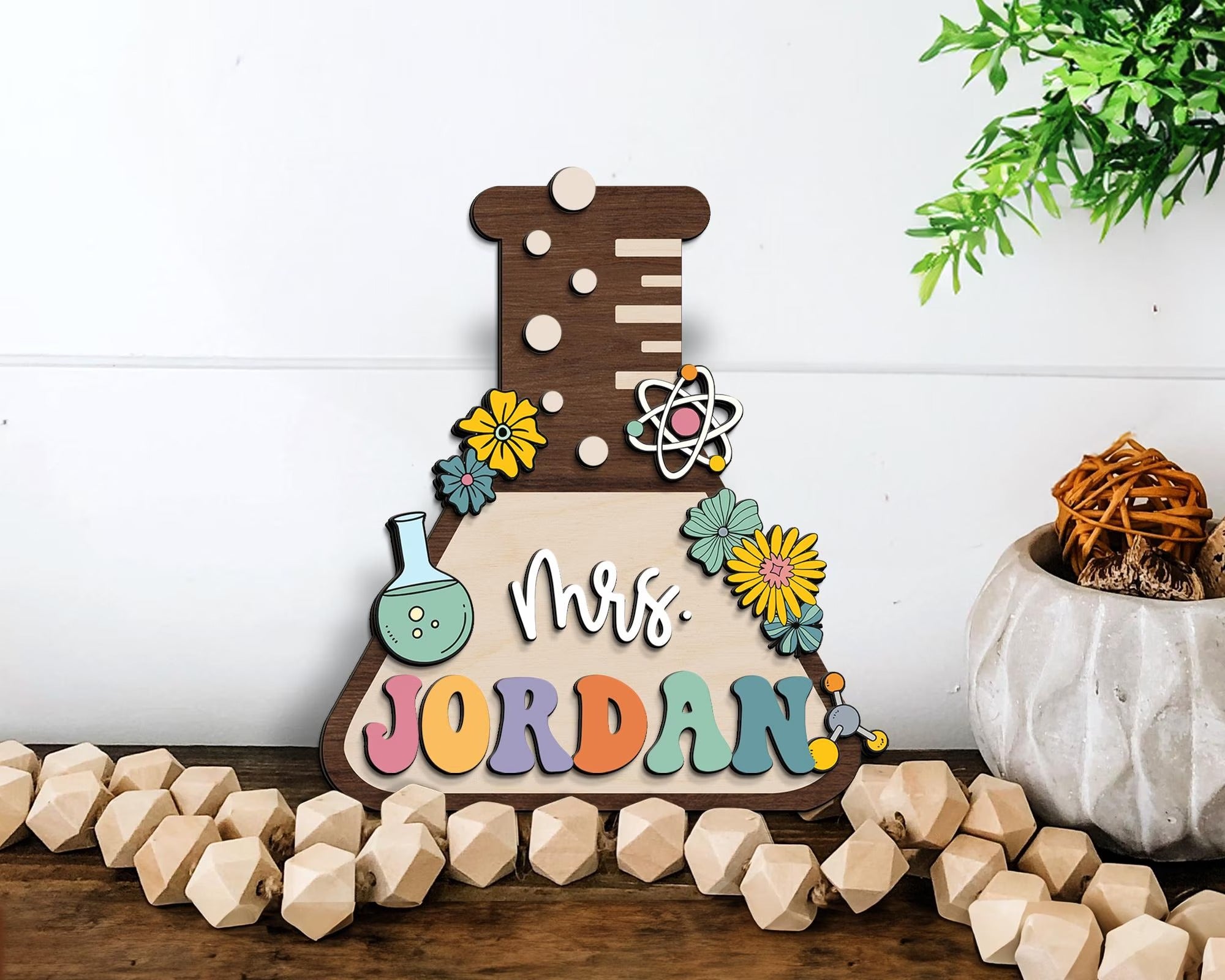 Personalized 3D Science Teacher Door Sign, Science Teacher Name Sign, Classroom Decor