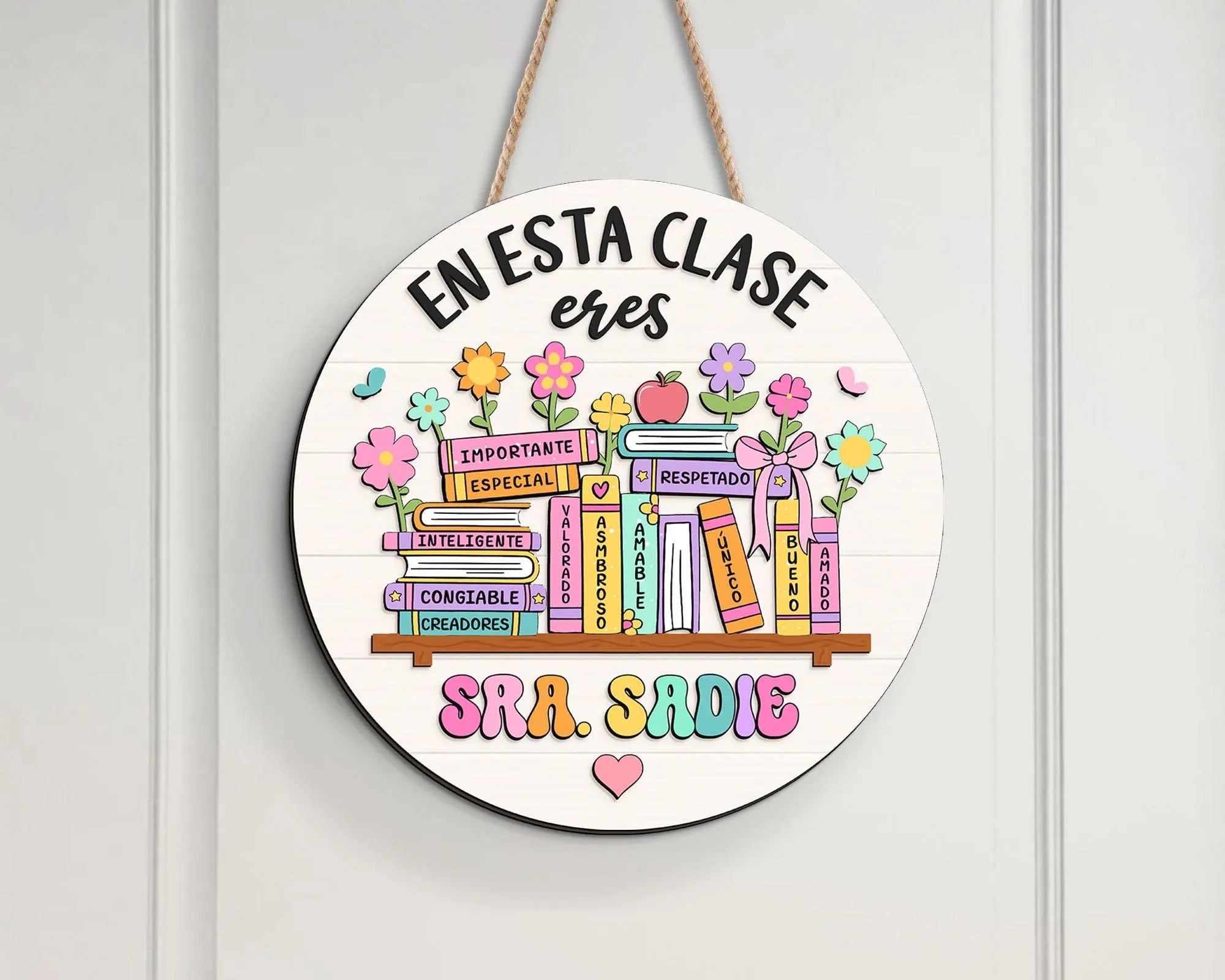Personalized Maestra Door Sign, Spanish Teacher Gift, Back to School Gift for Bilingual Teacher