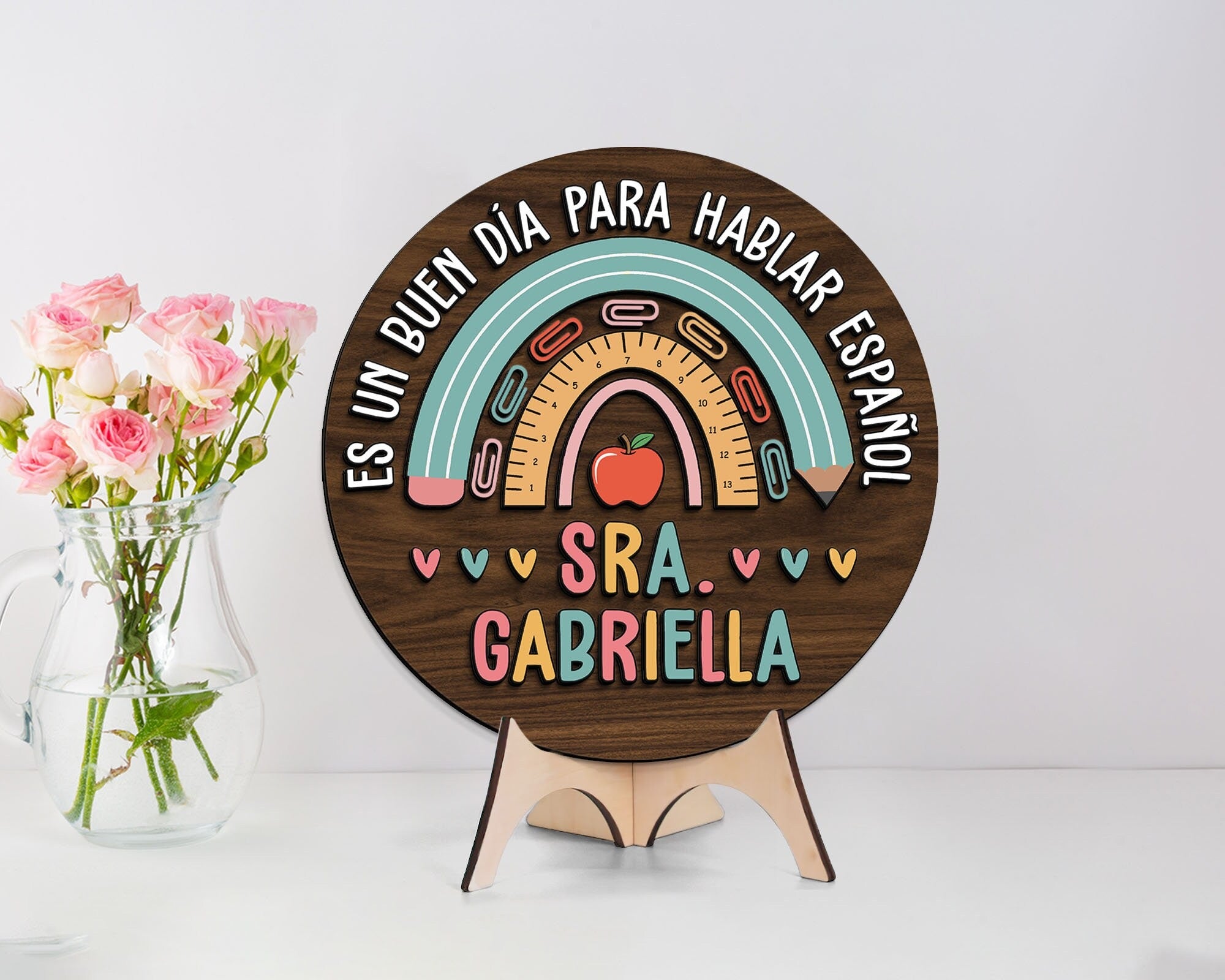 Custom 3D Spanish Teacher Door Hanger, Back to School Gift, Maestra Teacher Sign