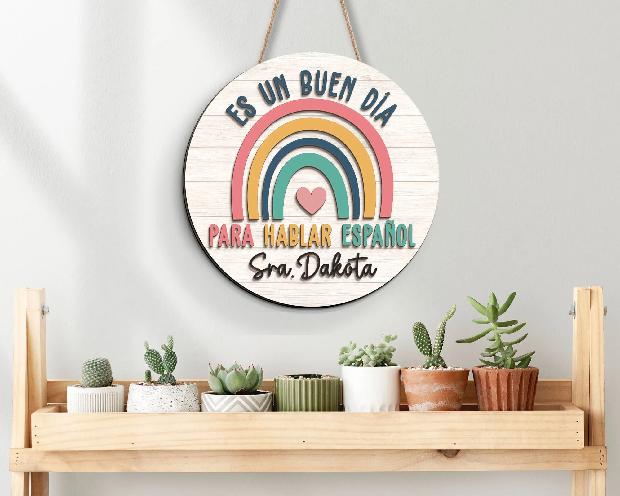Maestra Teacher 3D Door Hanger, Spanish Teacher Sign, Custom Teacher Name Classroom Decor, Gifts for Teacher, Back to School Welcome Signs