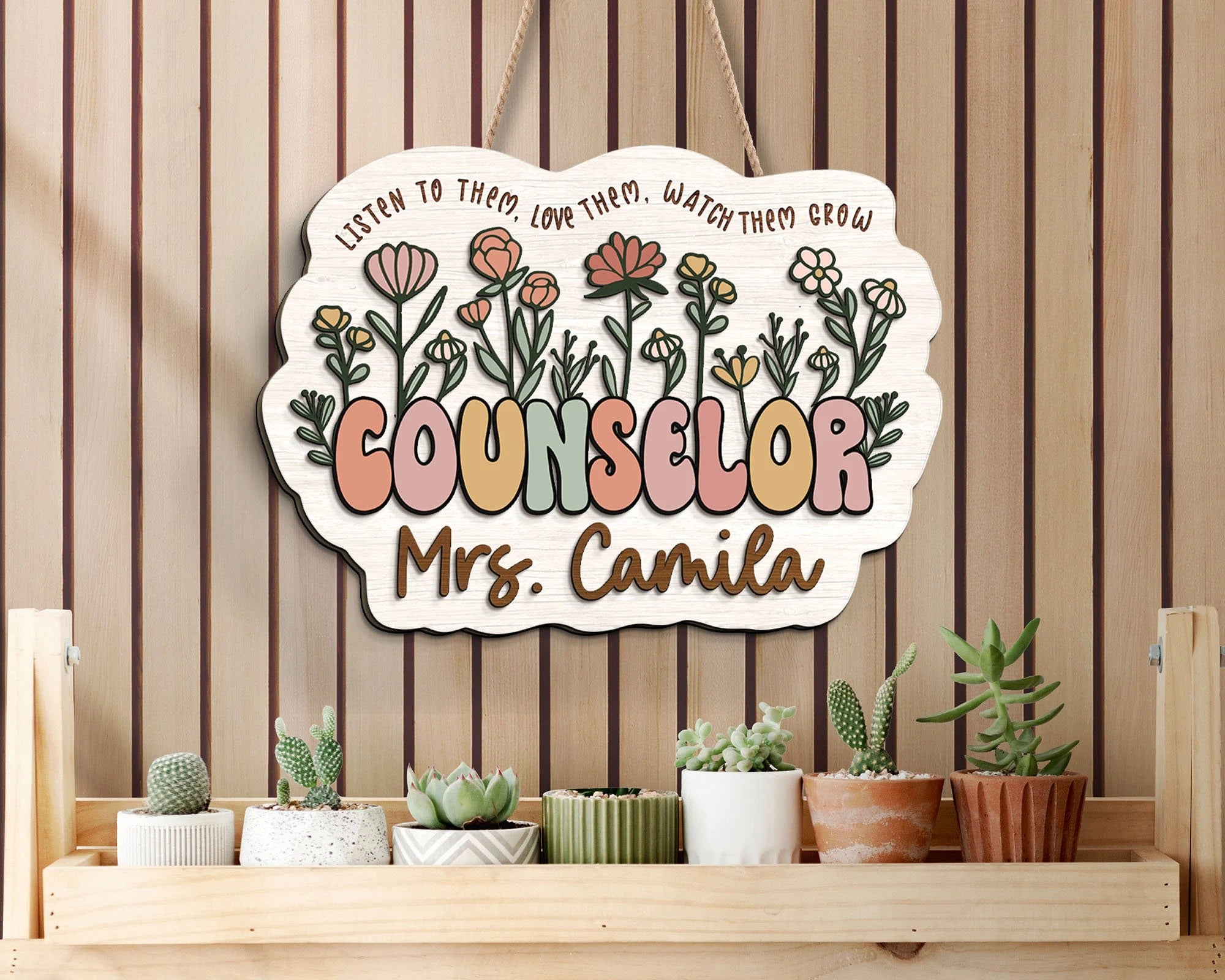 Personalized 3D School Counselor Name Sign, Counselor Door Hanger, Back To School Gift, School Psychologist Gifts for Teacher