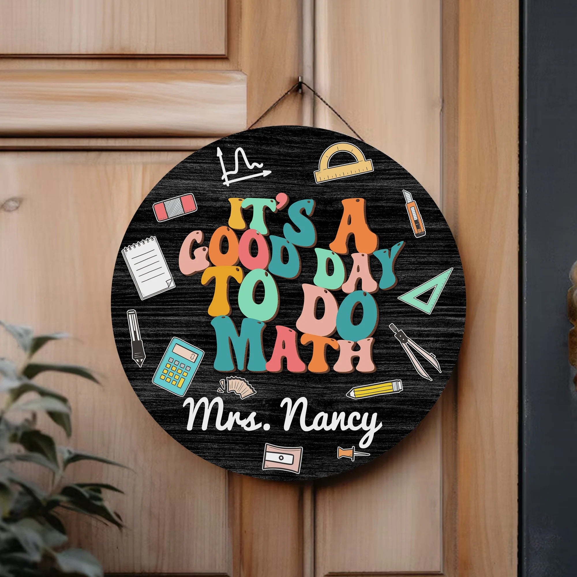 Custom Name Math Classroom Decor, It's A Good Day To Do Math Sign, Chalkboard Sign