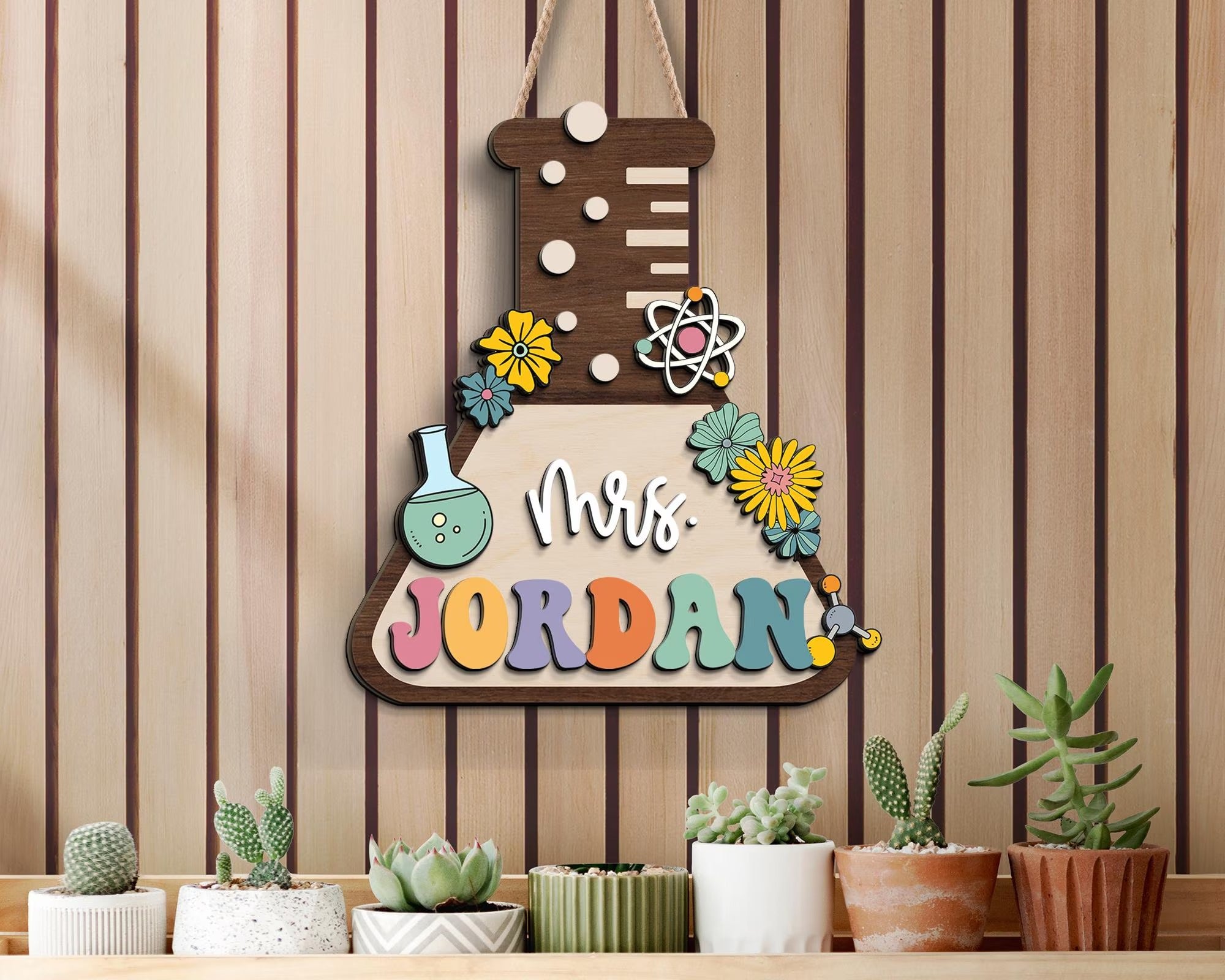 Personalized 3D Science Teacher Door Sign, Science Teacher Name Sign, Classroom Decor