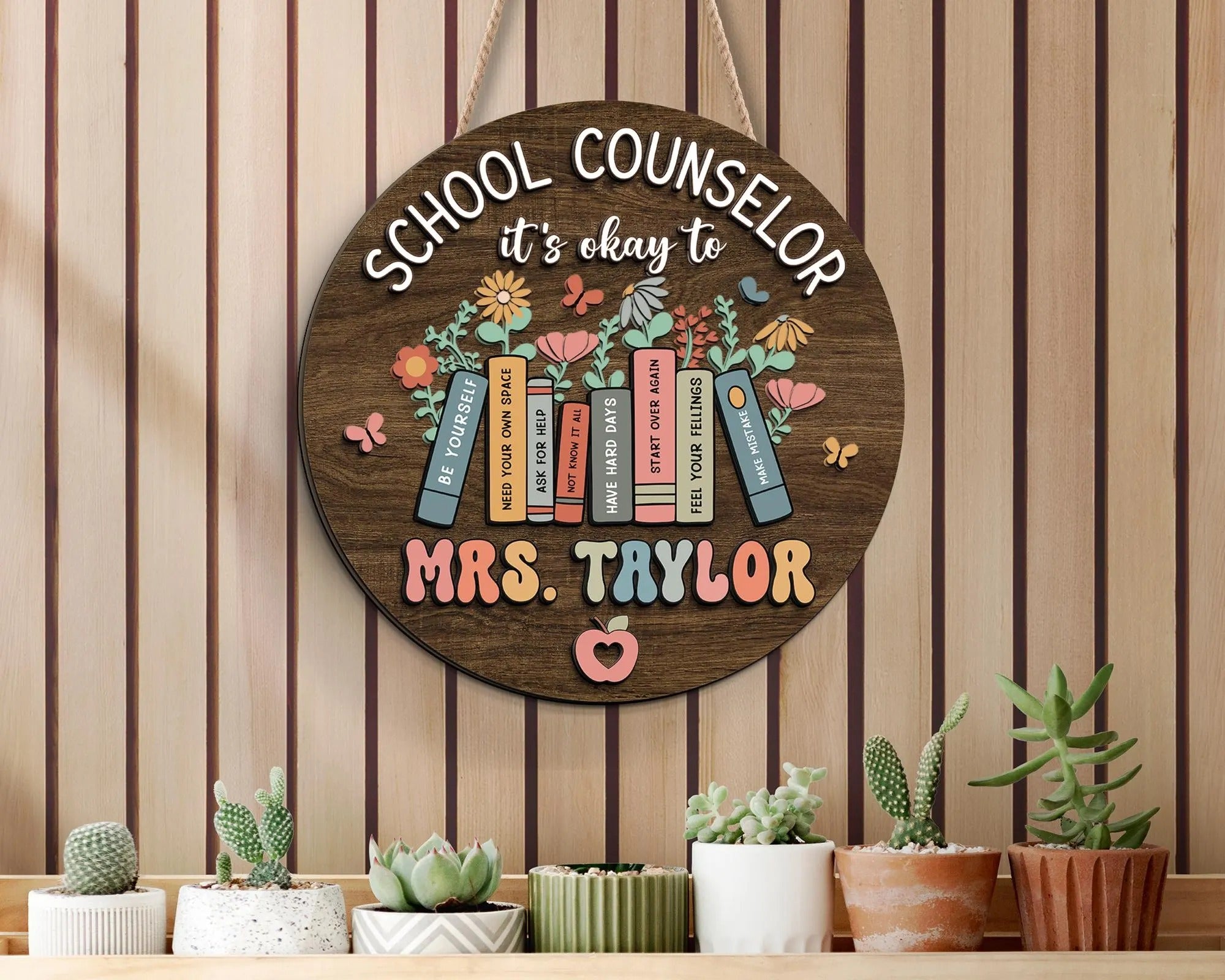 Personalized 3D School Counselor Name Sign, Counselor Door Hanger, Back To School Gift, Gift for School Psychologist