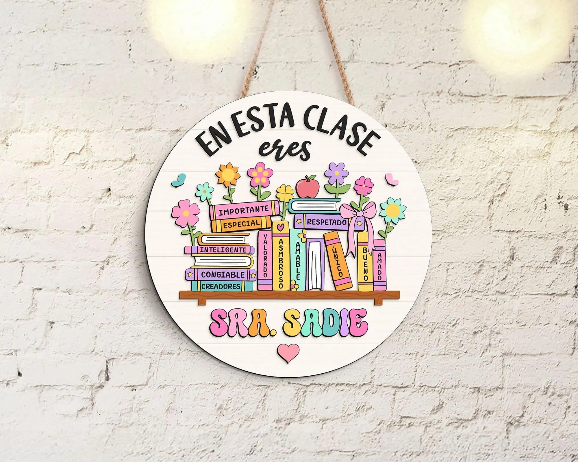Personalized Maestra Door Sign, Spanish Teacher Gift, Back to School Gift for Bilingual Teacher