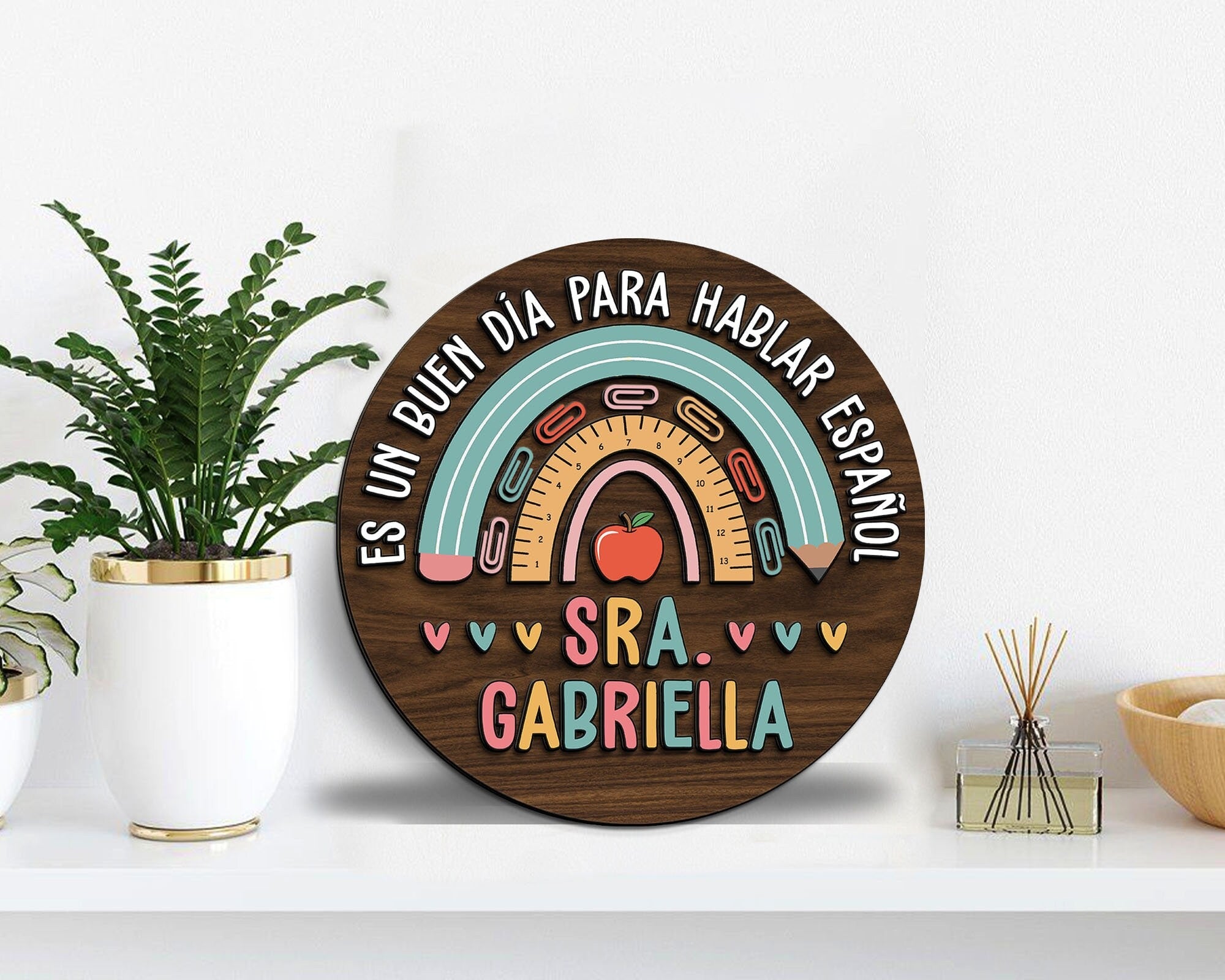 Custom 3D Spanish Teacher Door Hanger, Back to School Gift, Maestra Teacher Sign
