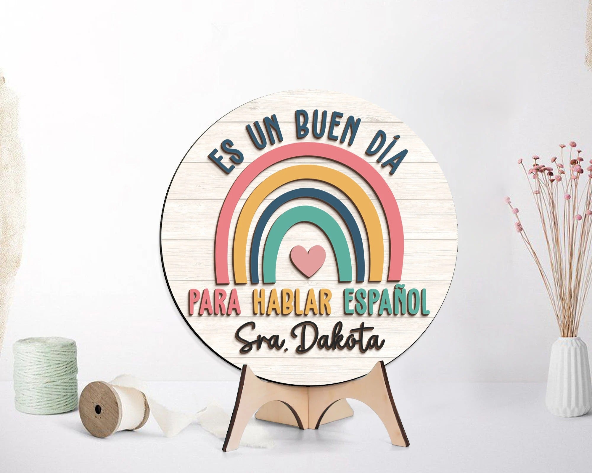 Maestra Teacher 3D Door Hanger, Spanish Teacher Sign, Custom Teacher Name Classroom Decor, Gifts for Teacher, Back to School Welcome Signs