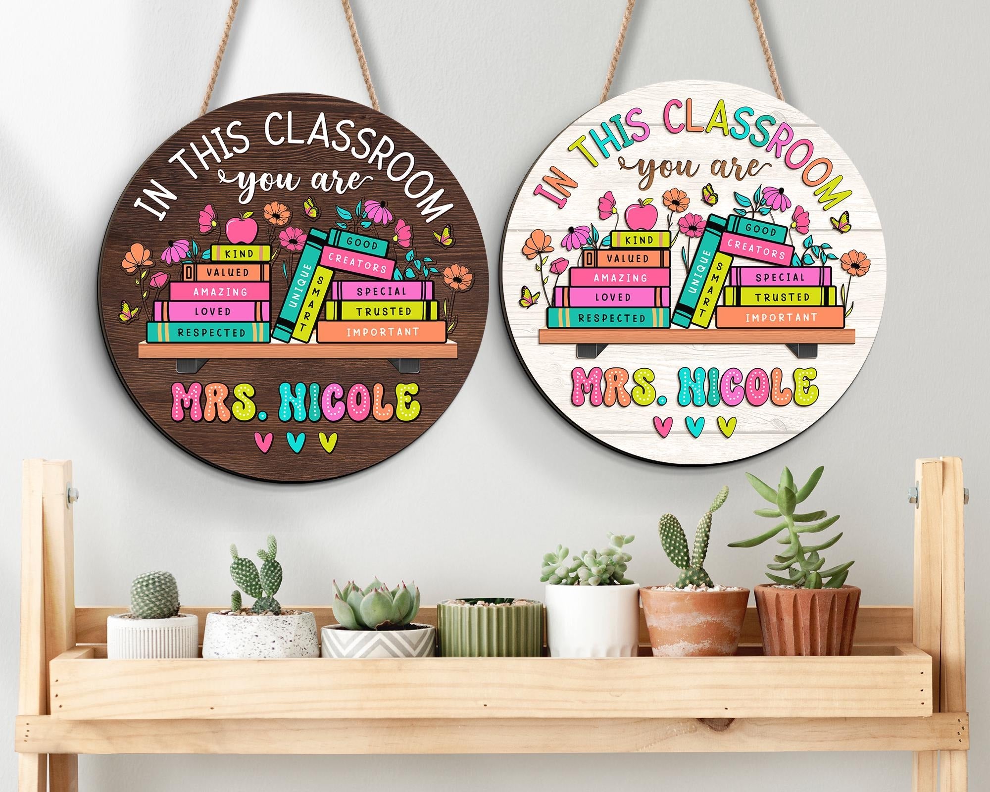Personalized 3D Teacher Sign, Back to School Gift, Custom Teacher Name Welcome Sign, Inspirational Classroom Decor