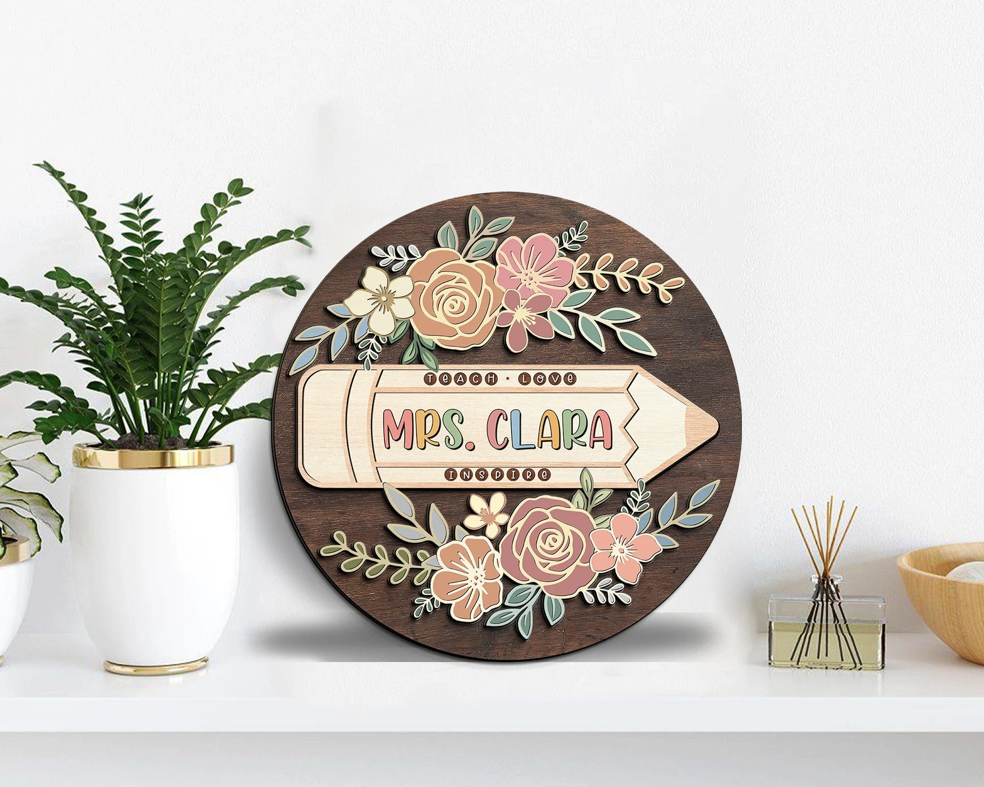 Personalized 3D Teacher Sign, Back to School Signs, Custom Teacher Door Hanger Gift