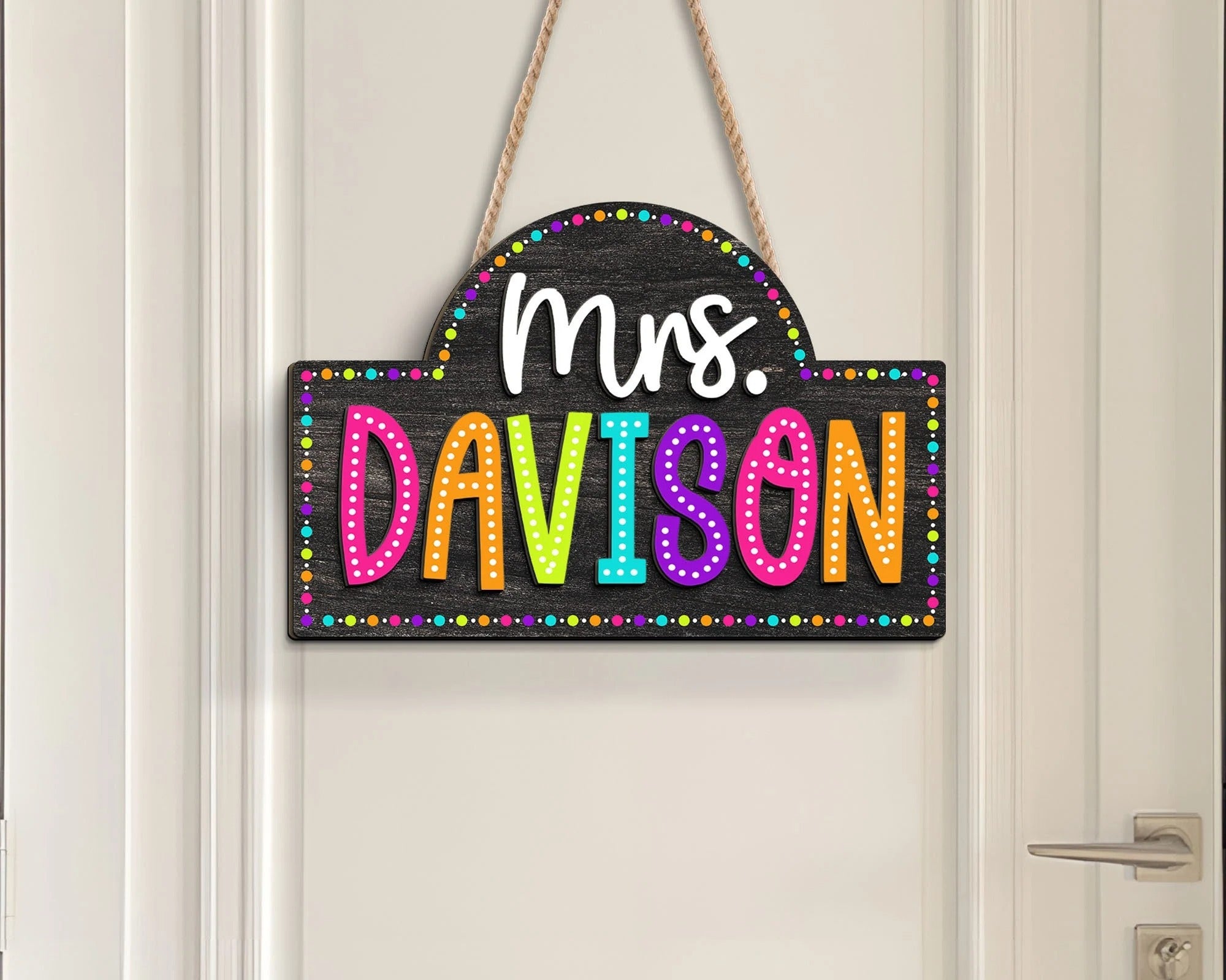 Personalized 3D Teacher Door Hanger, Teacher Dot Dalmatian Signs, Classroom Door Sign, Back to School Gift for Teachers