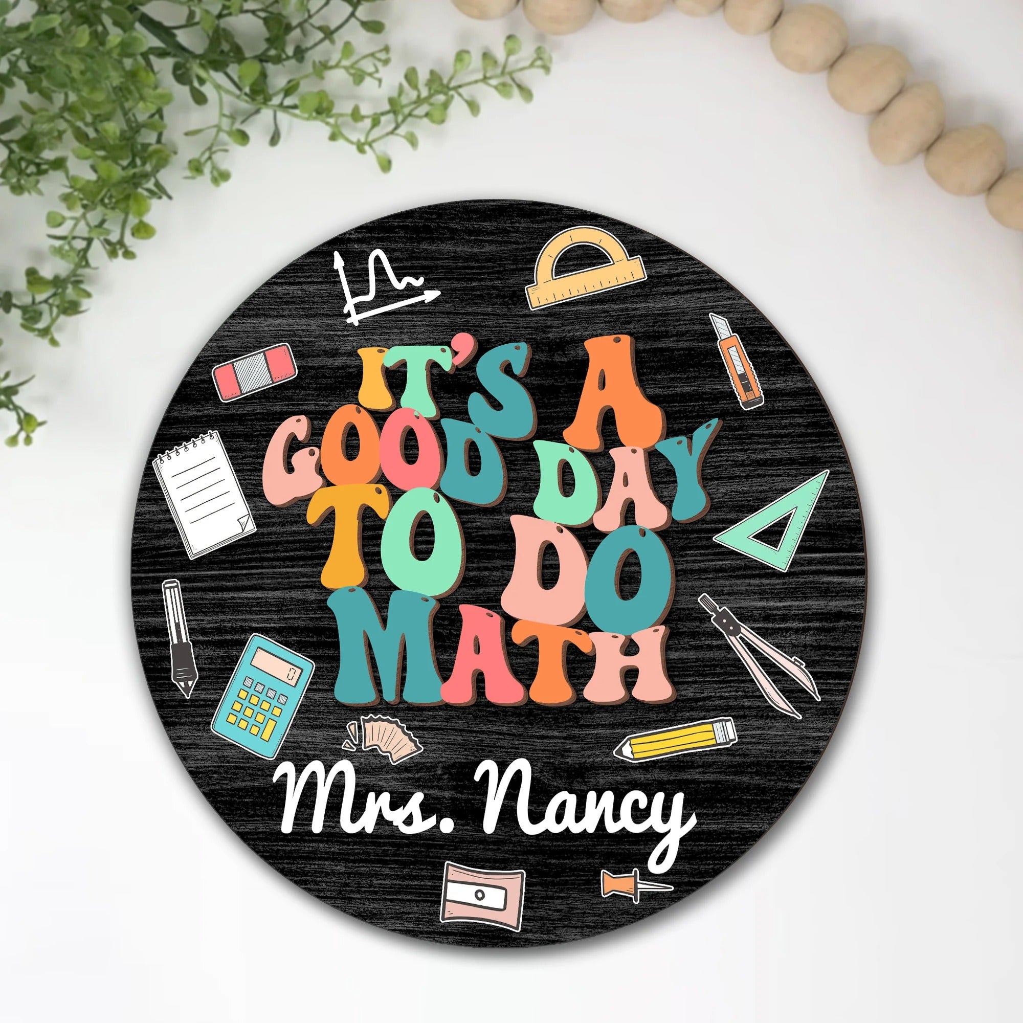 Custom Name Math Classroom Decor, It's A Good Day To Do Math Sign, Chalkboard Sign