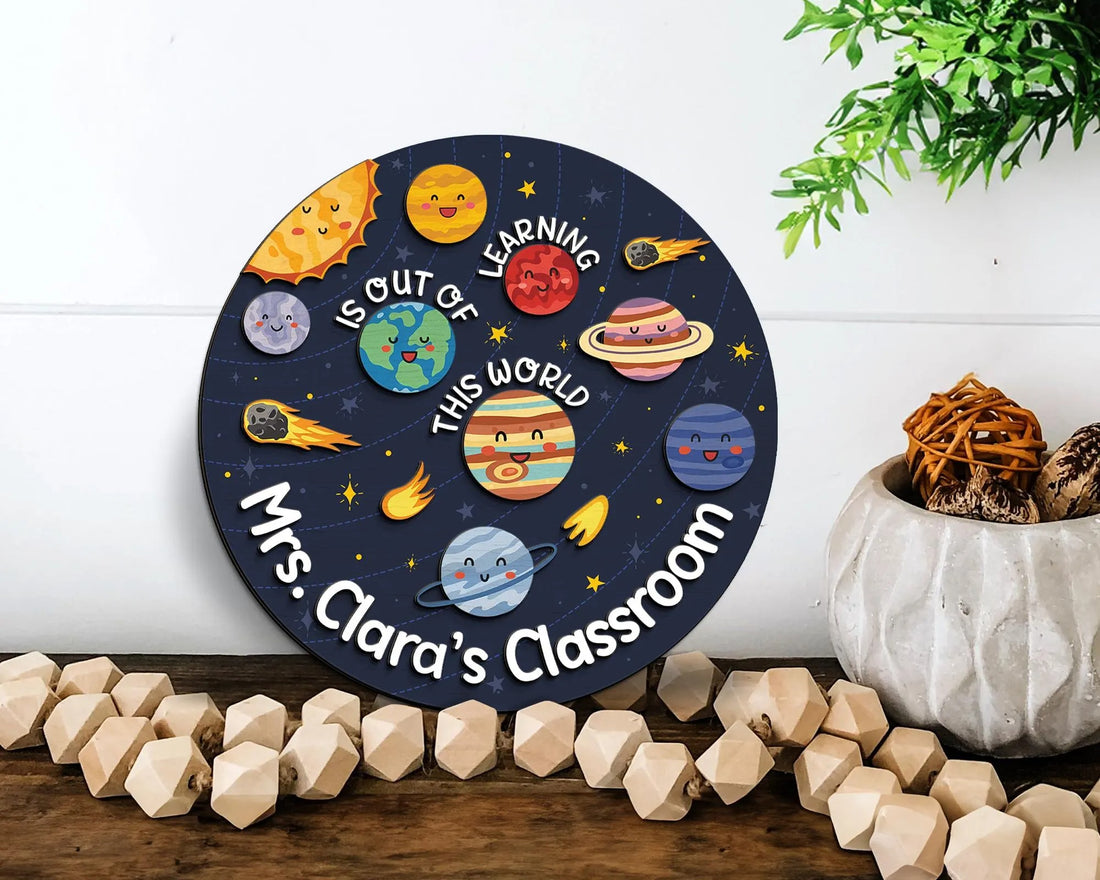 Personalized Teacher 3D Door Hanger, Solar System Teacher Door Sign, Teacher Appreciation Gift, Welcome Classroom Sign
