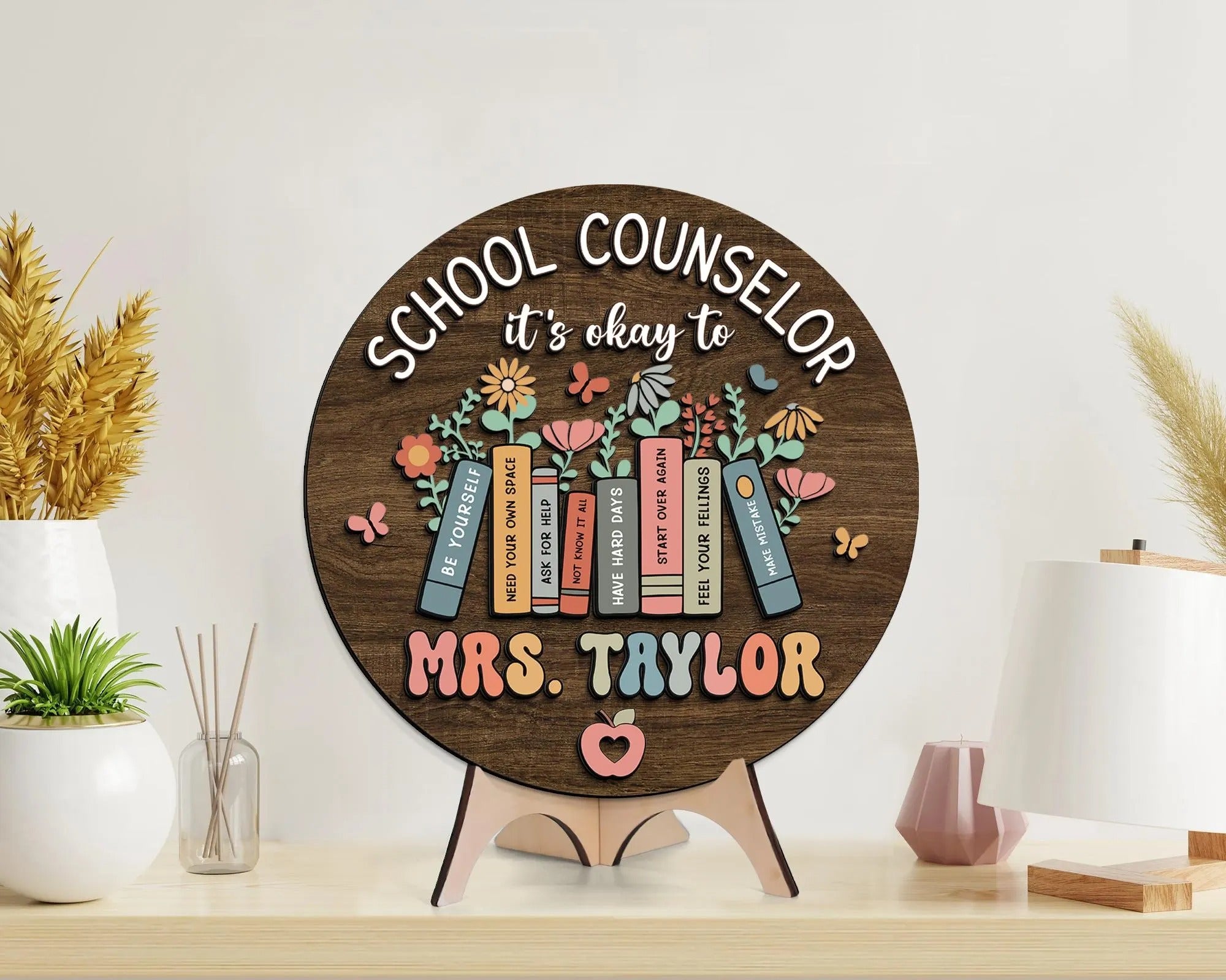 Personalized 3D School Counselor Name Sign, Counselor Door Hanger, Back To School Gift, Gift for School Psychologist