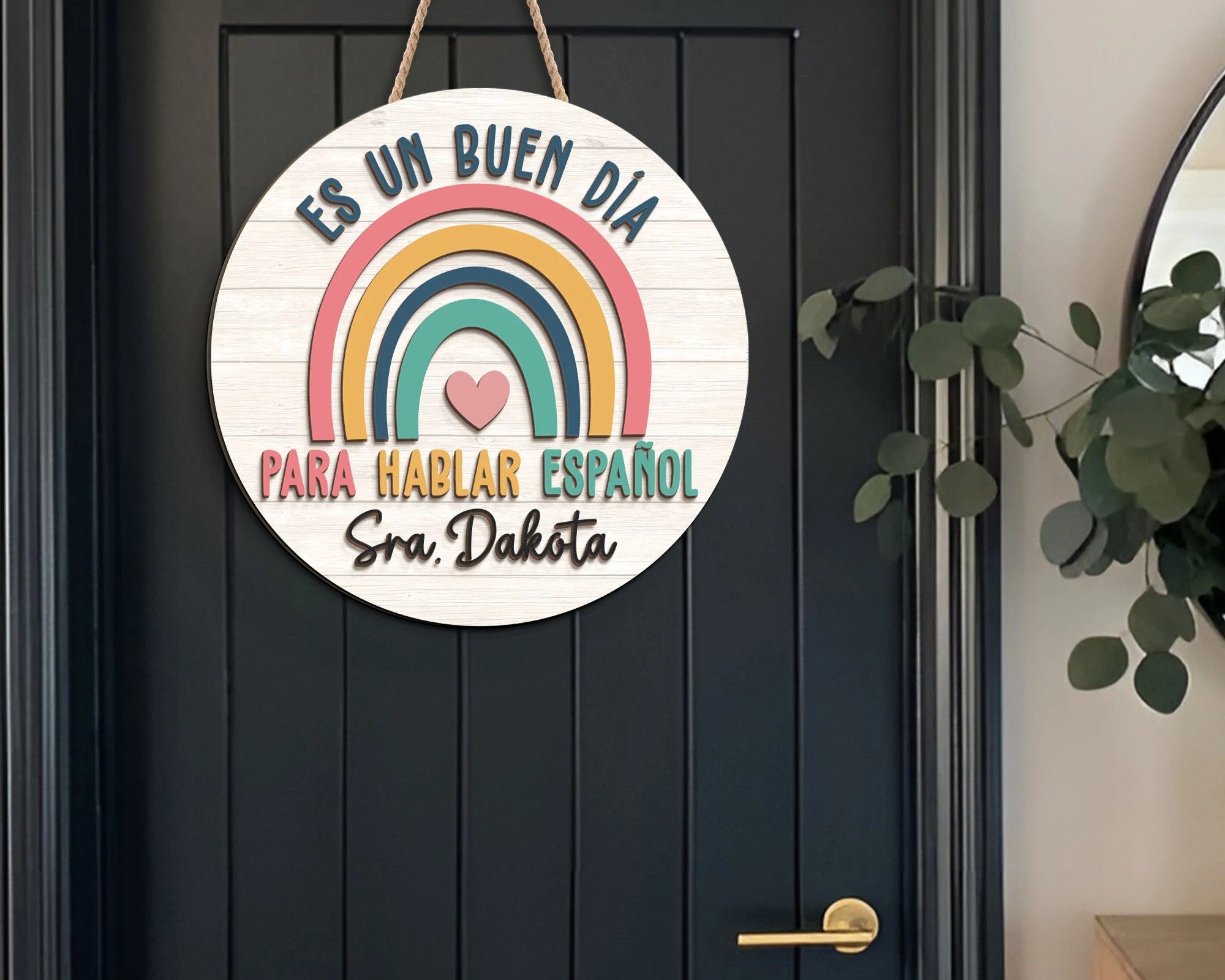 Maestra Teacher 3D Door Hanger, Spanish Teacher Sign, Custom Teacher Name Classroom Decor, Gifts for Teacher, Back to School Welcome Signs