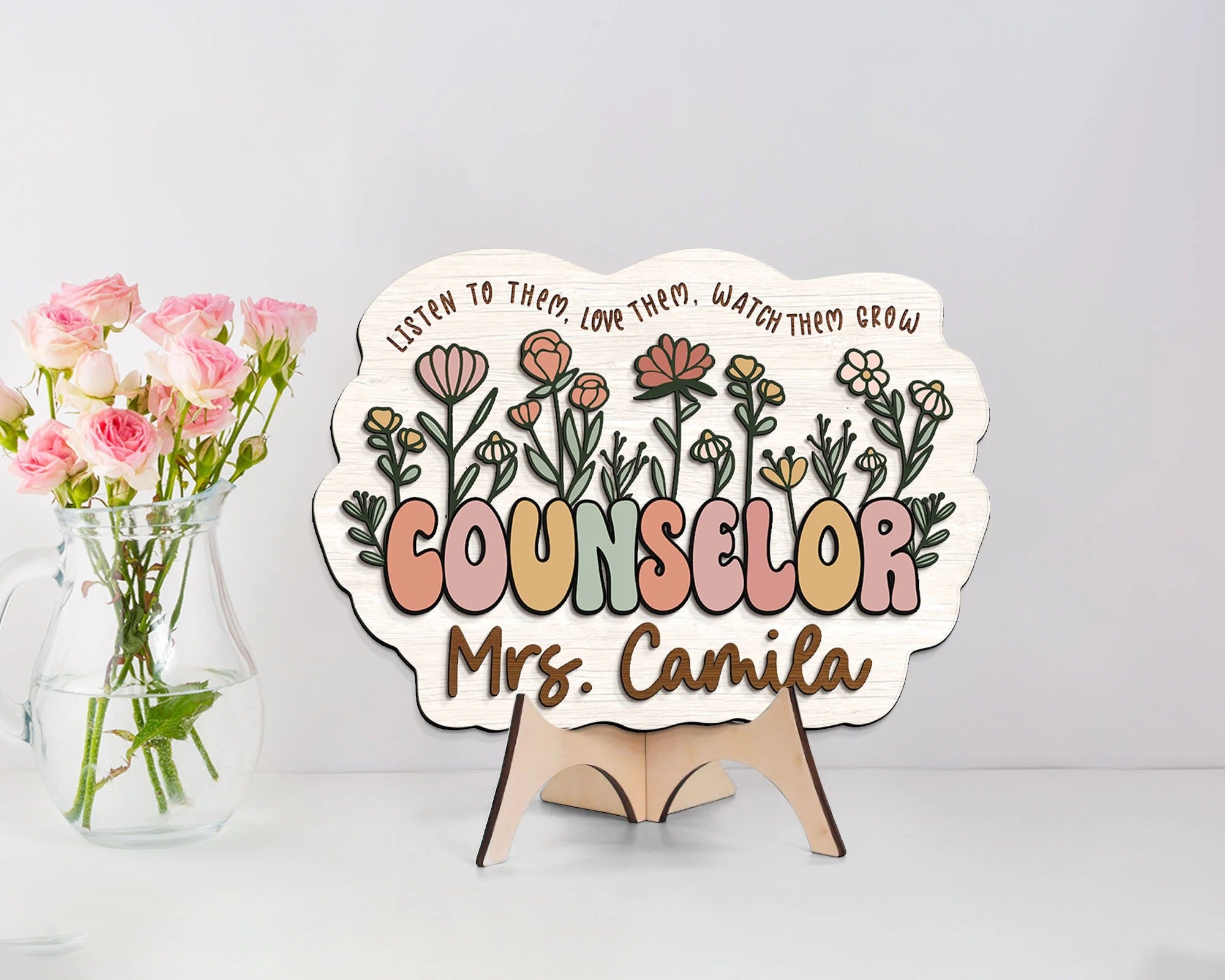 Personalized 3D School Counselor Name Sign, Counselor Door Hanger, Back To School Gift, School Psychologist Gifts for Teacher