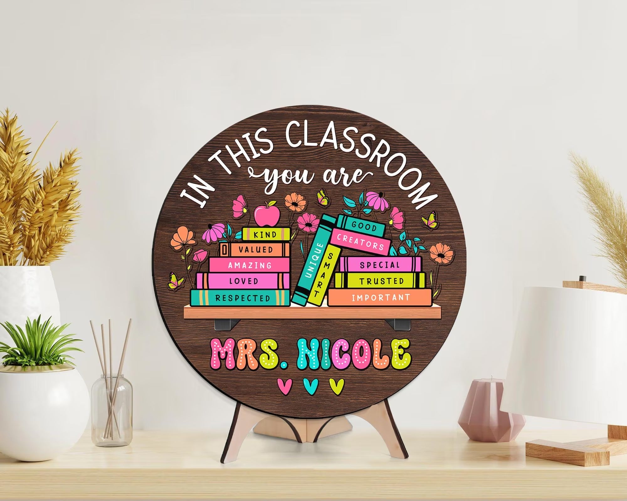 Personalized 3D Teacher Sign, Back to School Gift, Custom Teacher Name Welcome Sign, Inspirational Classroom Decor